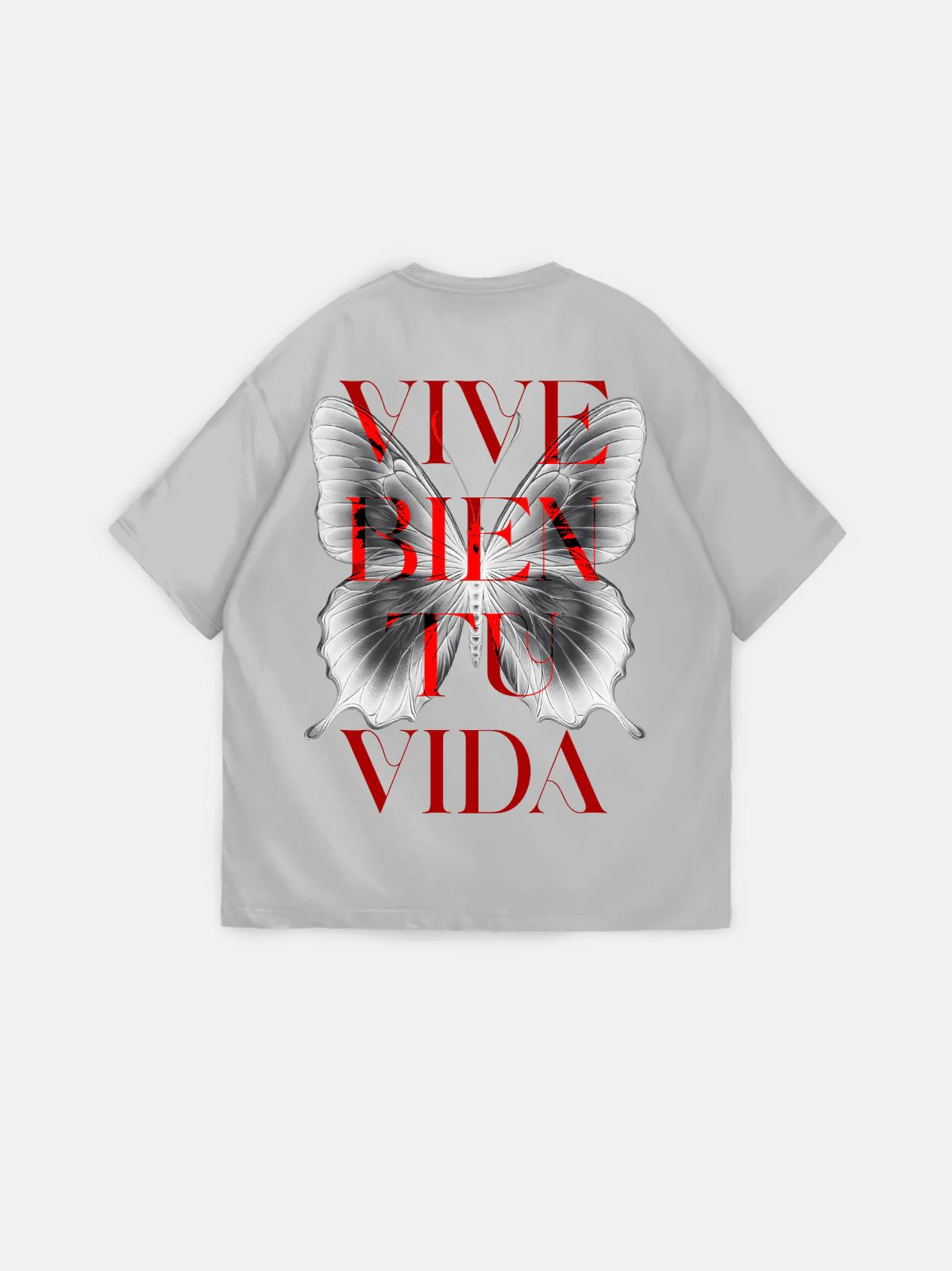 Oversize "Vive Bien Tu Vida" T-Shirt - Grey - Image 4