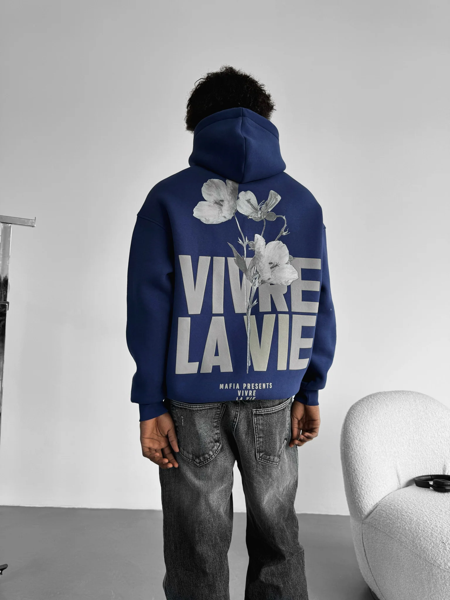 Oversize Vivre La Vie Hoodie - Bright Blue - Image 2
