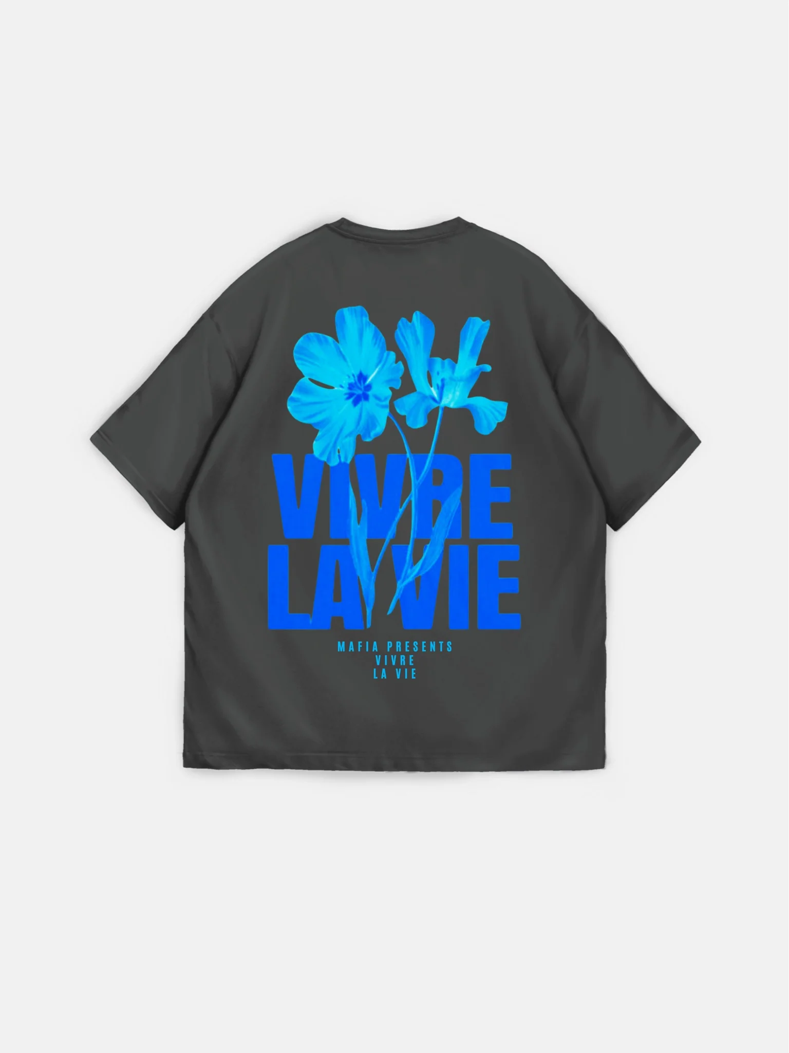 Oversize Vivre la Vie T-shirt - Anthracite - Image 3