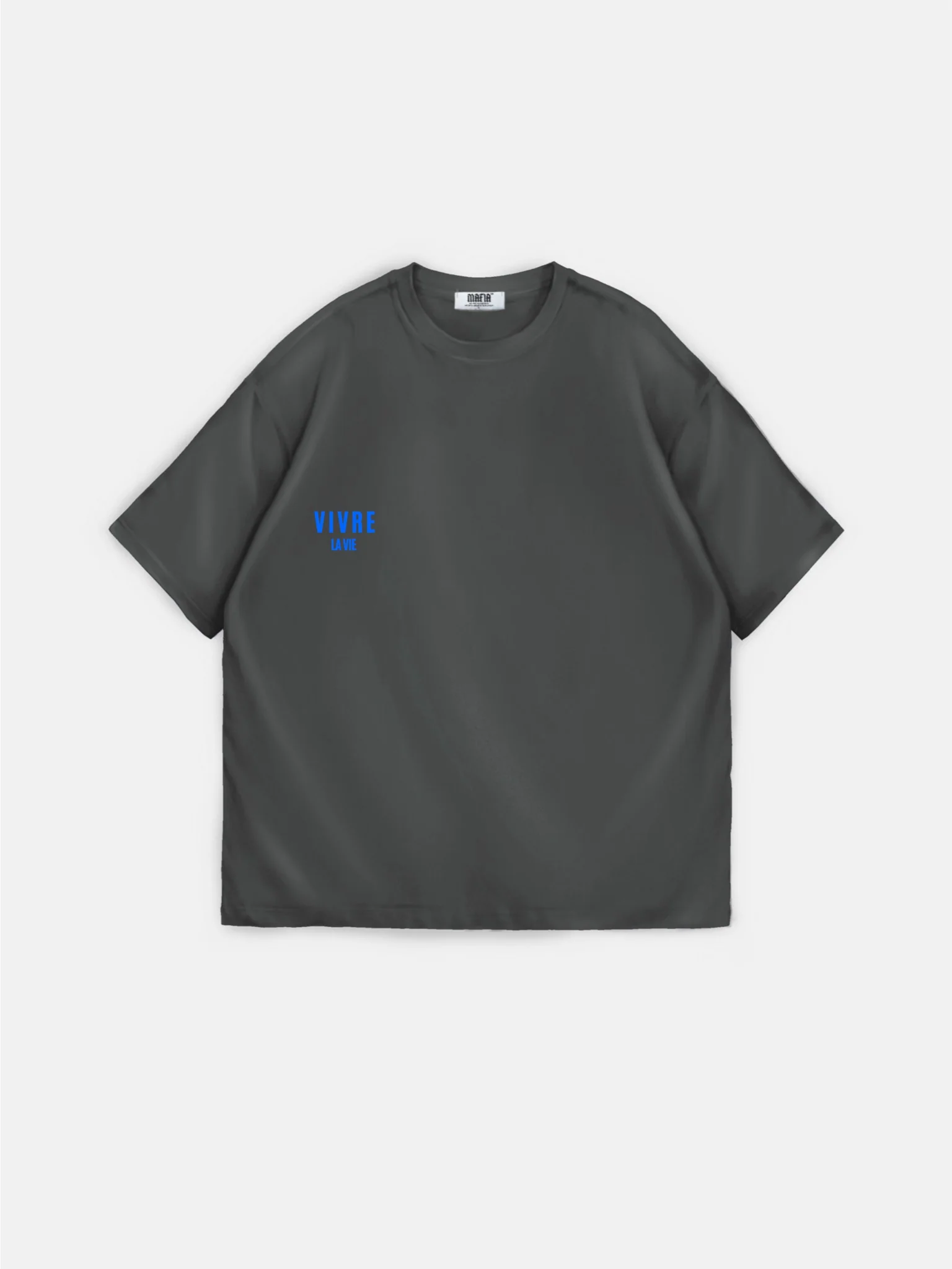 Oversize Vivre la Vie T-shirt - Anthracite - Image 4