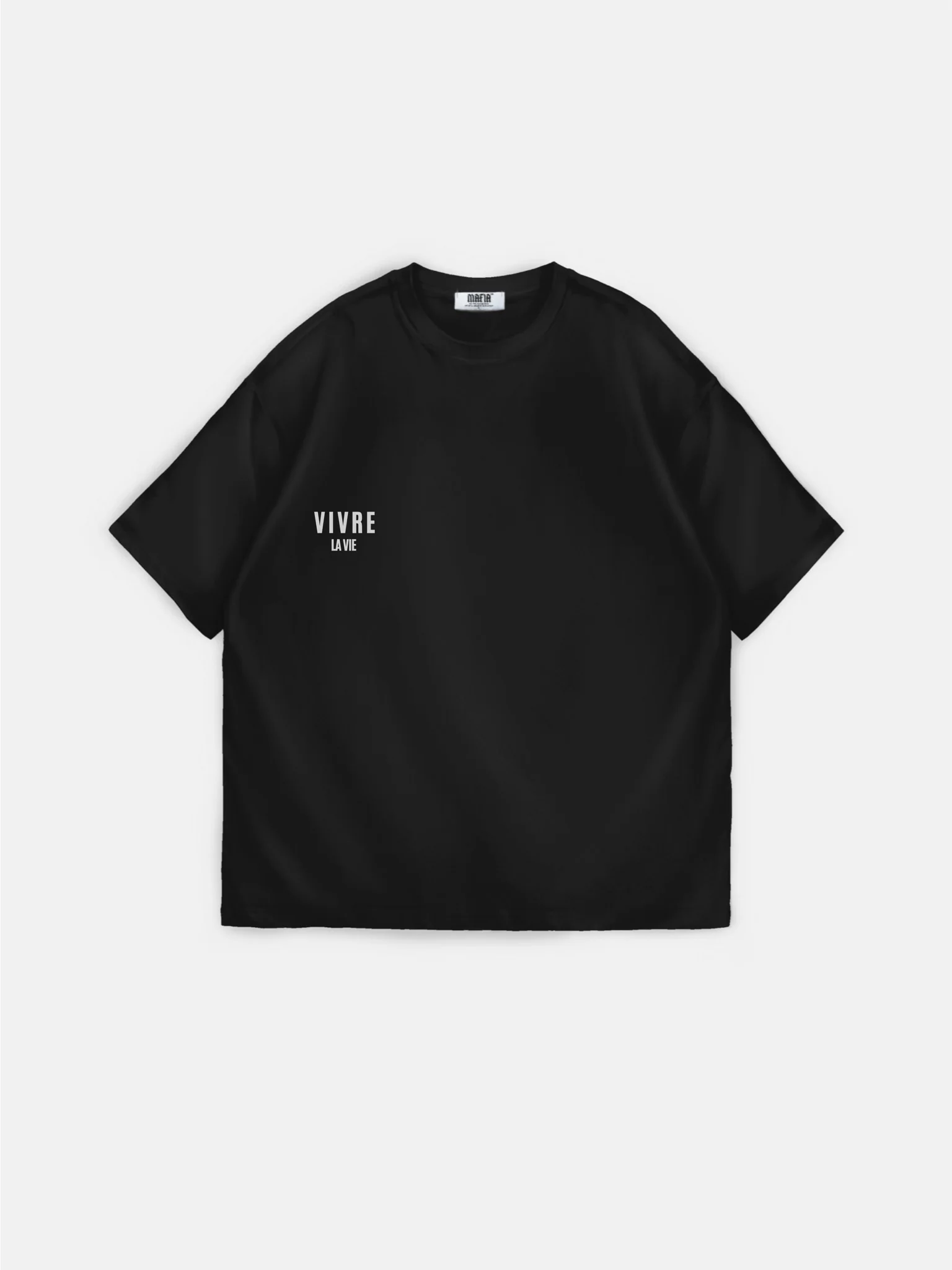 Oversize Vivre la Vie T-shirt - Black and Anthracite - Image 3