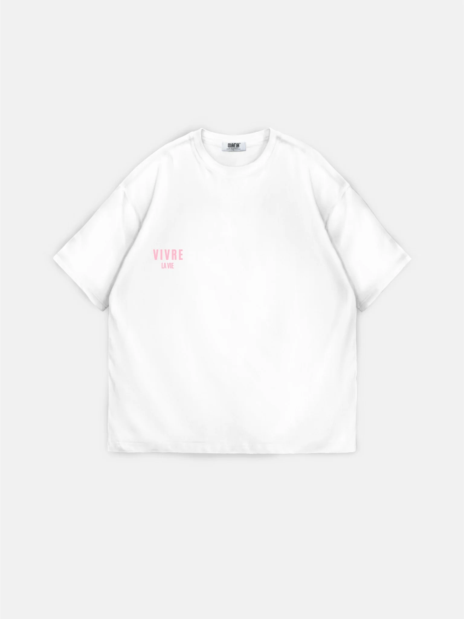 Oversize Vivre la Vie T-shirt - Ecru and Pouder - Image 6