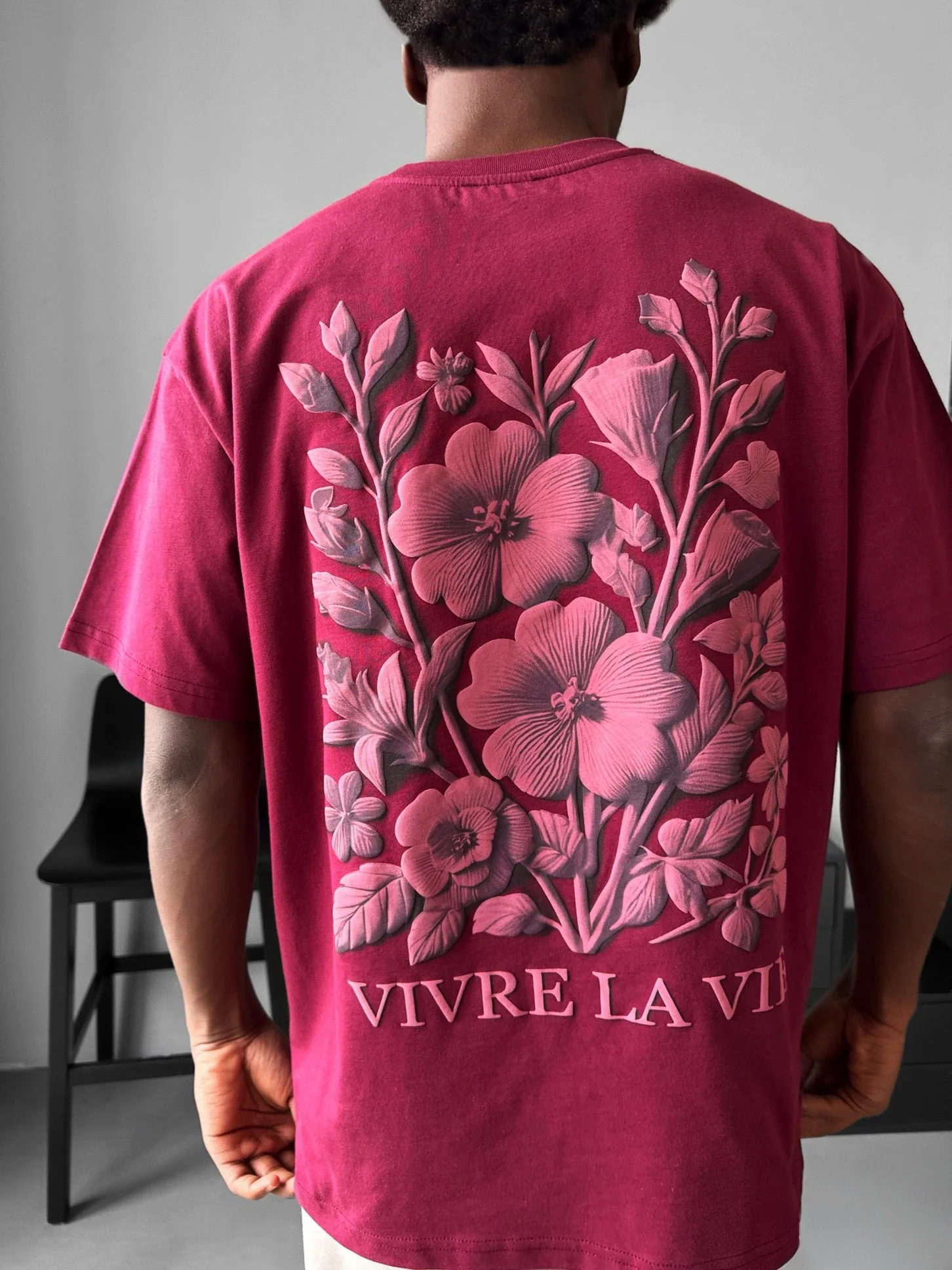 Oversize 'Vivre la Vie' T-Shirt - Port Royale - Image 2