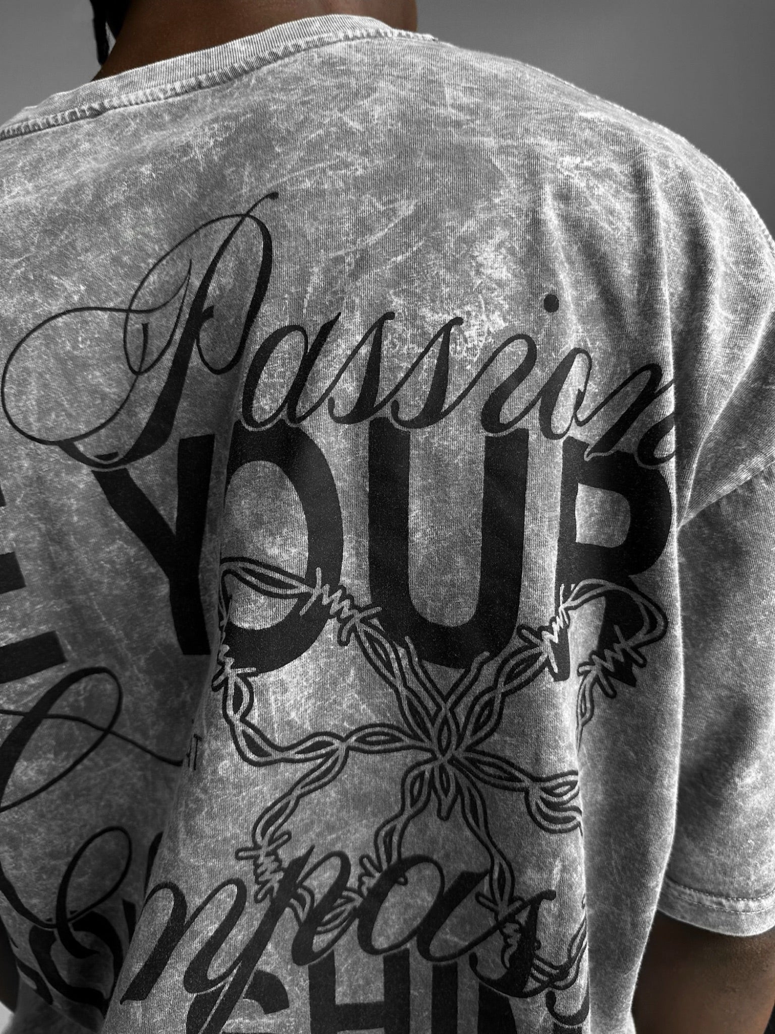 Oversize Washed 'Be your Soul Shine' T-Shirt - Grey - Image 2