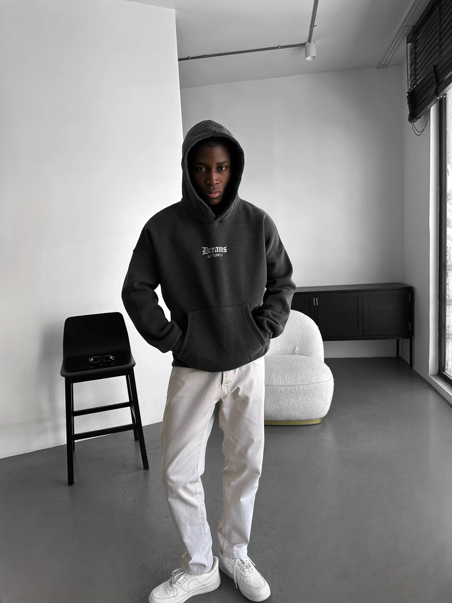 Oversize Washed 'Dreams' Hoodie - Anthracite - Image 7
