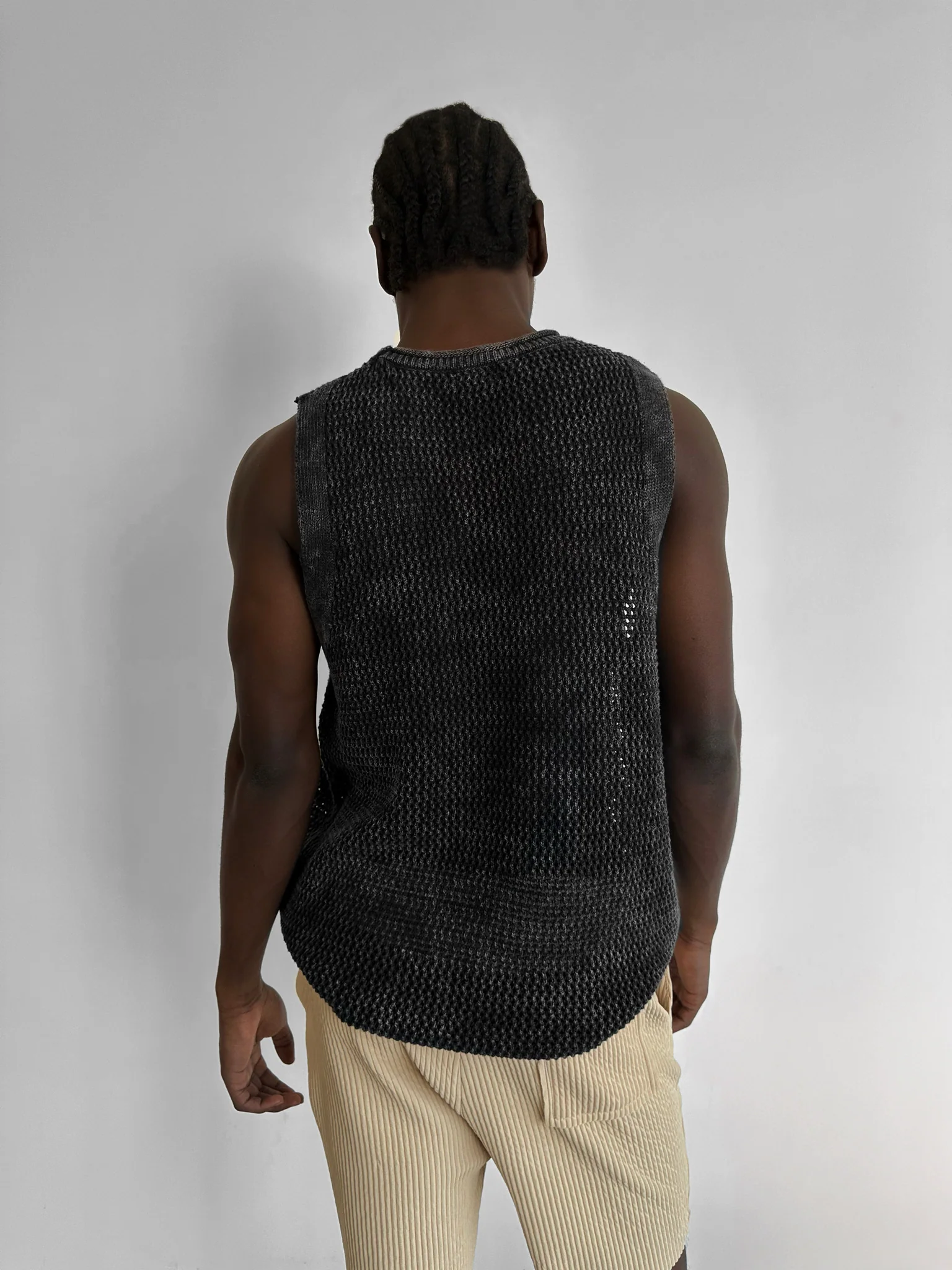 Oversize Washed Knit Tanktop - Black - Image 3