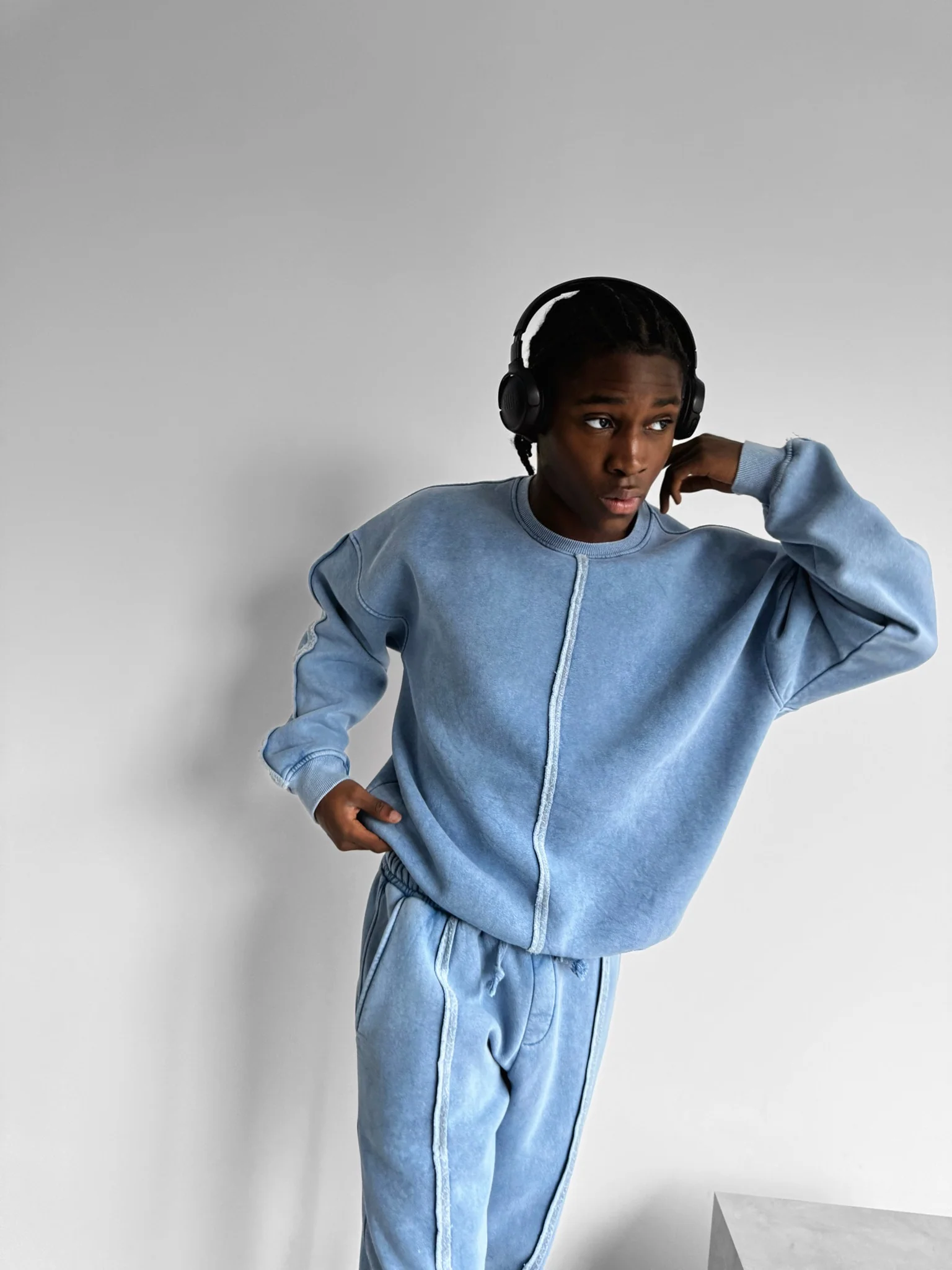 Oversize washed Seam Sweater - Babyblue - Image 2