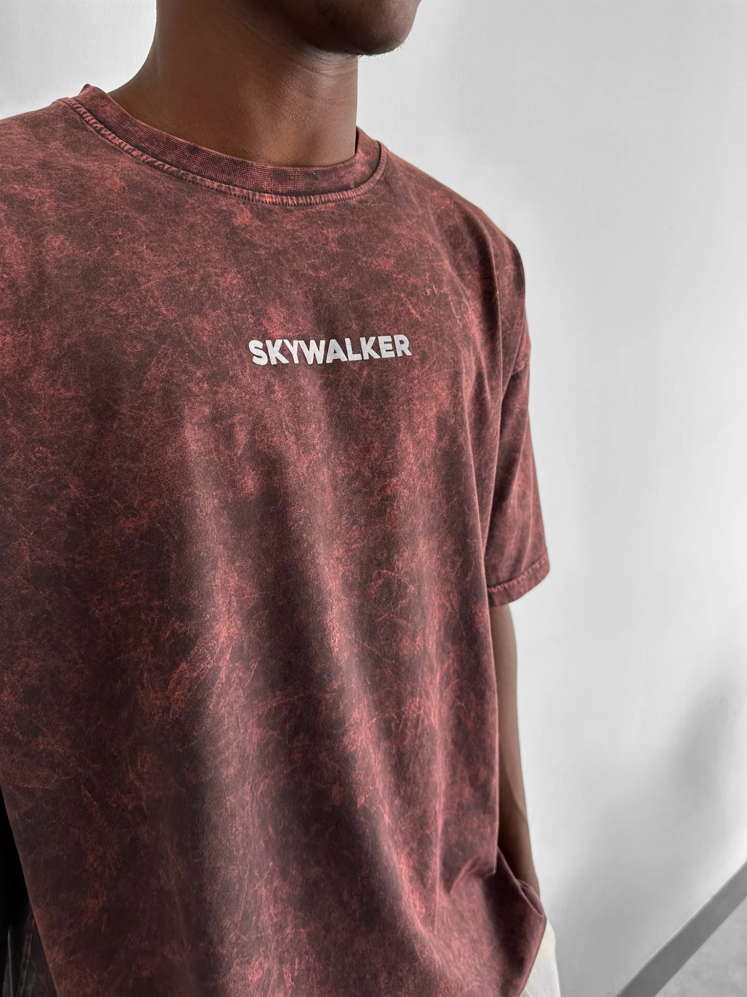 Oversize Washed 'Sky Walker' T-Shirt - Bordeaux - Image 3