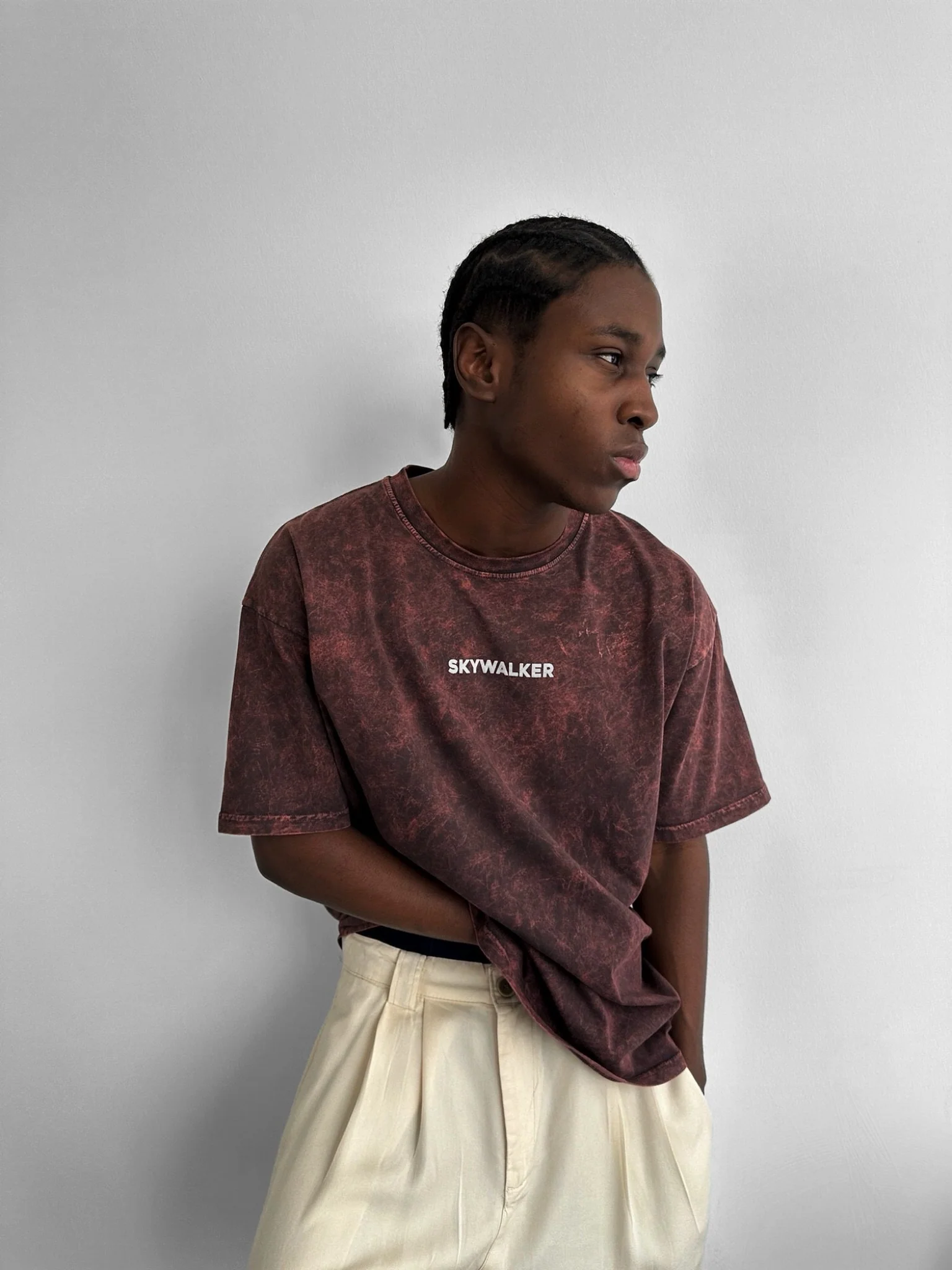 Oversize Washed 'Sky Walker' T-Shirt - Bordeaux - Image 5
