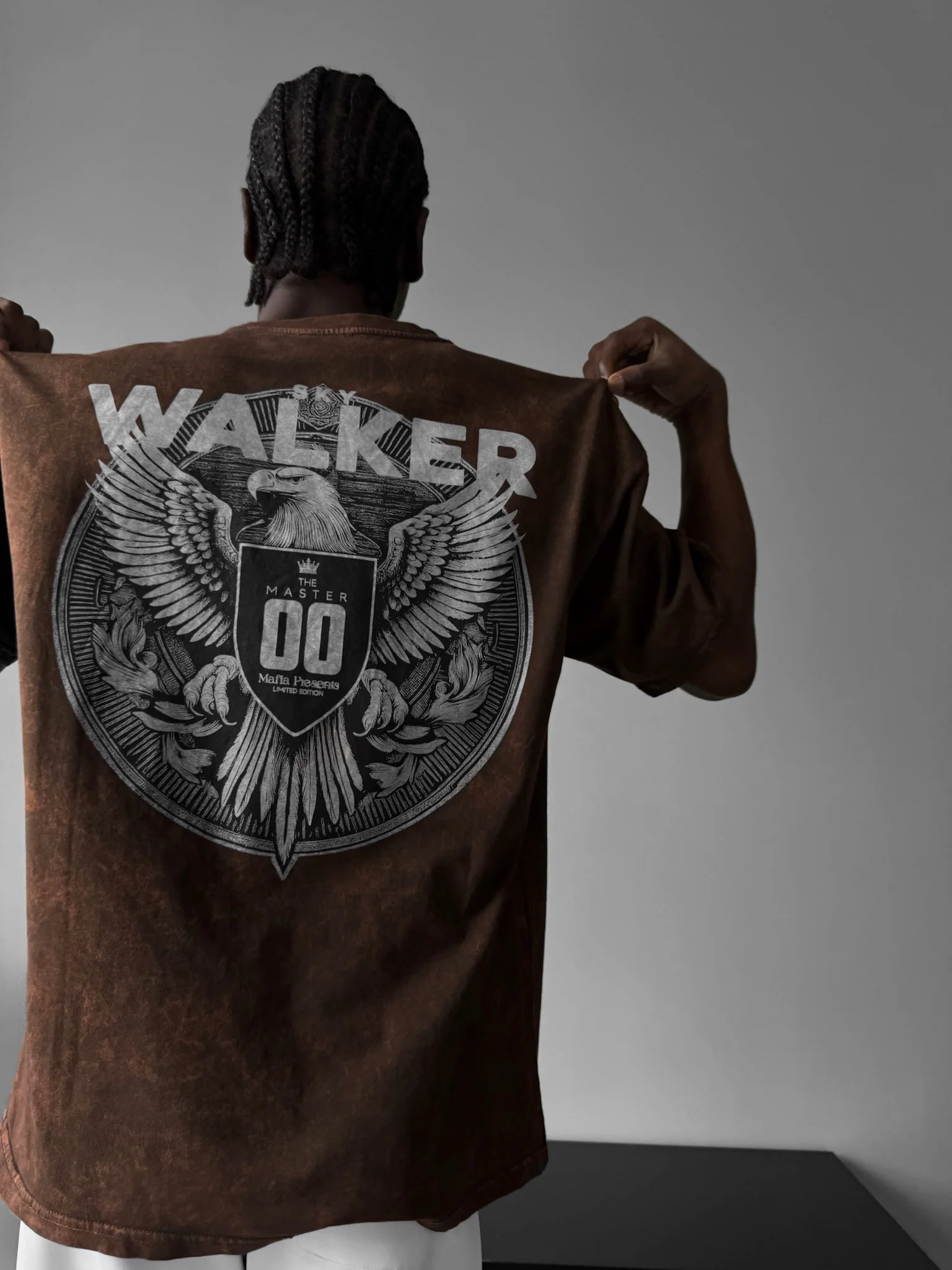 Oversize Washed 'Sky Walker' T-Shirt - Brown - Image 4