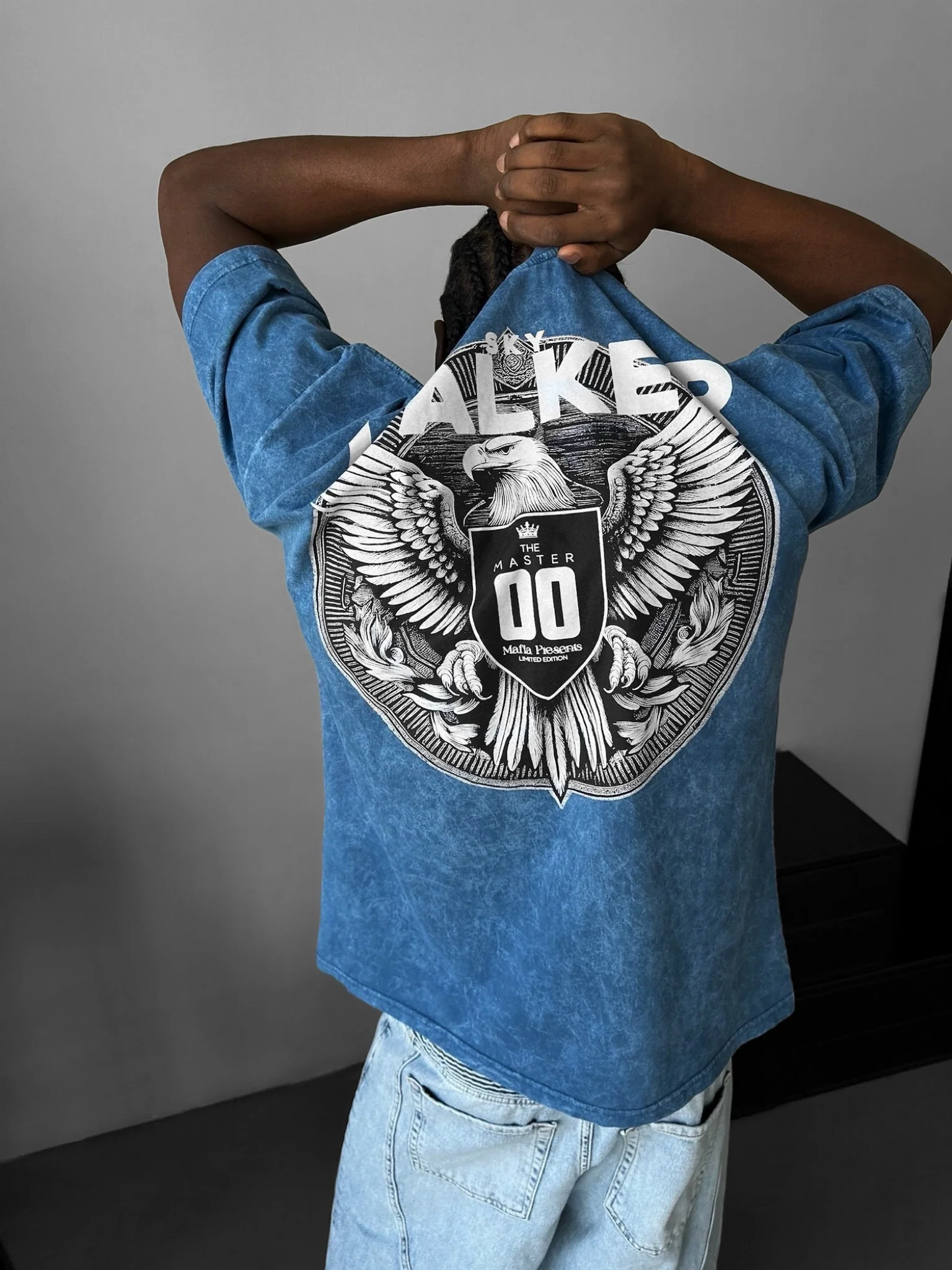 Oversize Washed 'Sky Walker' T-Shirt - Indigo - Image 2