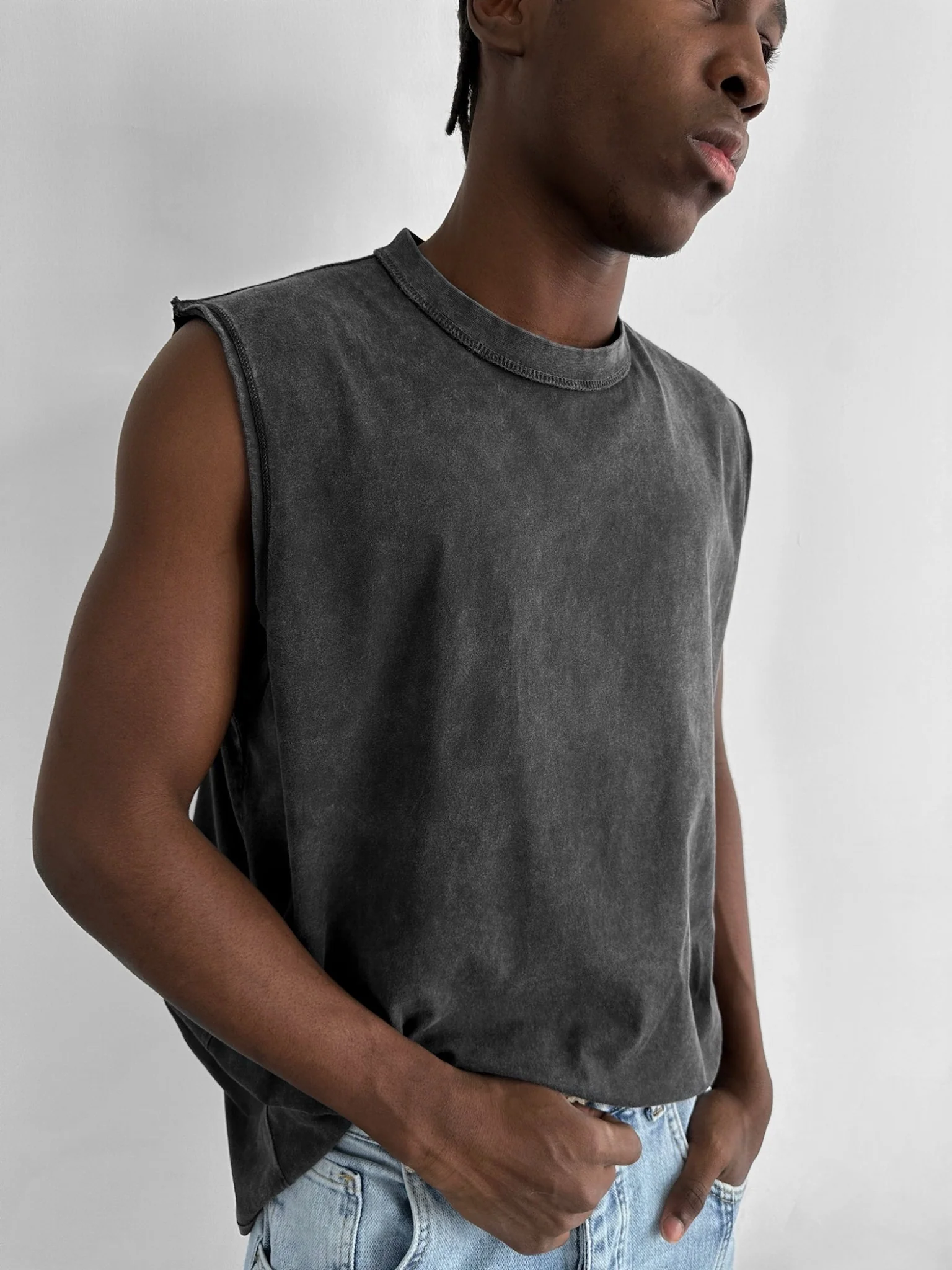 Oversize Washed TankTop - Anthracite - Image 3