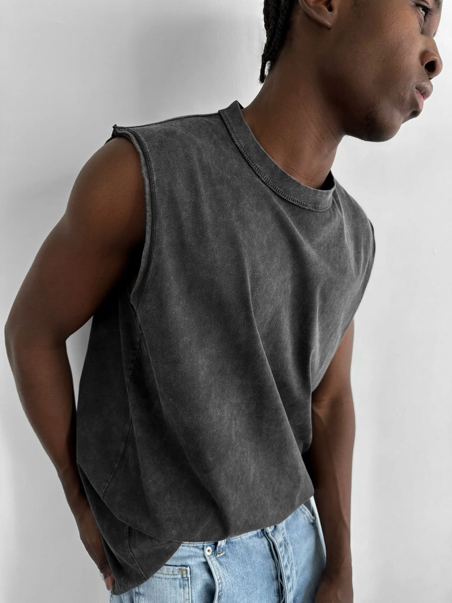Oversize Washed TankTop - Anthracite - Image 4