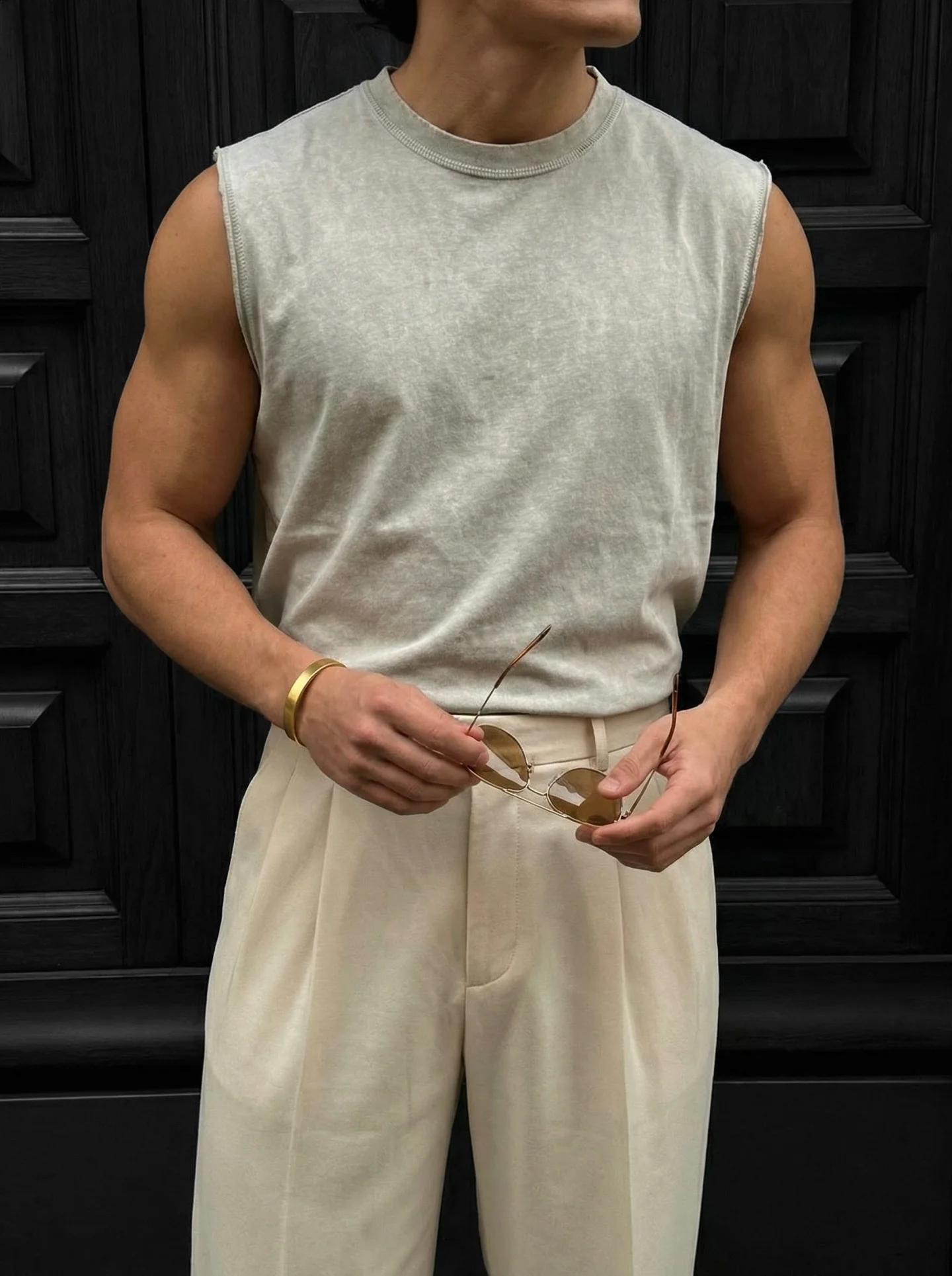 Oversize Washed TankTop - Beige