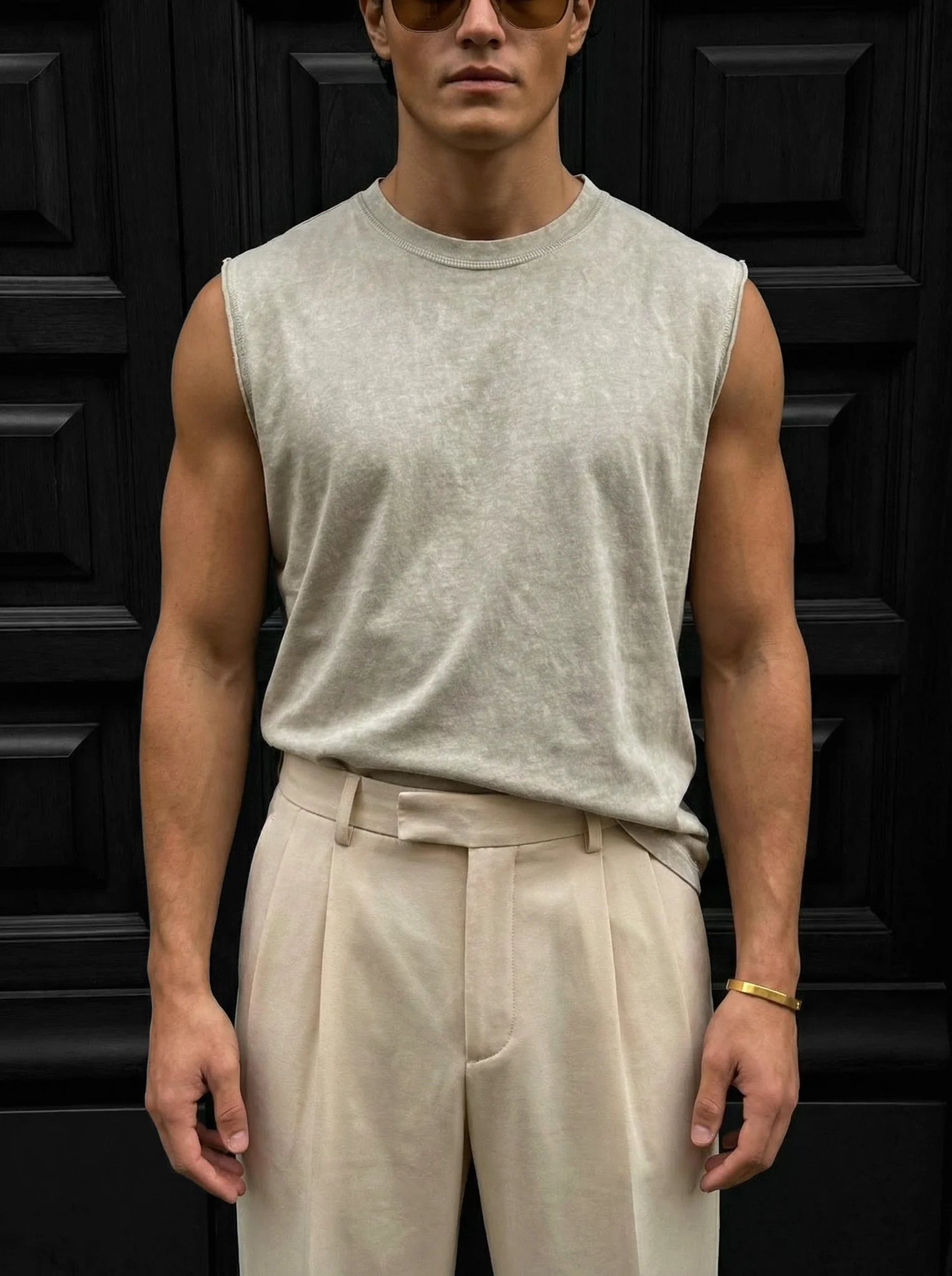 Oversize Washed TankTop - Beige - Image 3