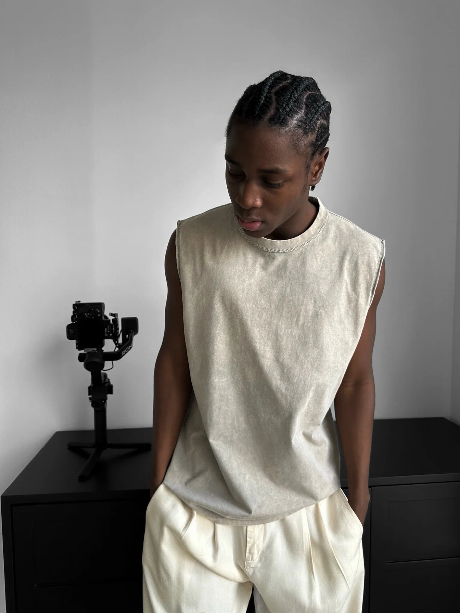 Oversize Washed TankTop - Beige - Image 4