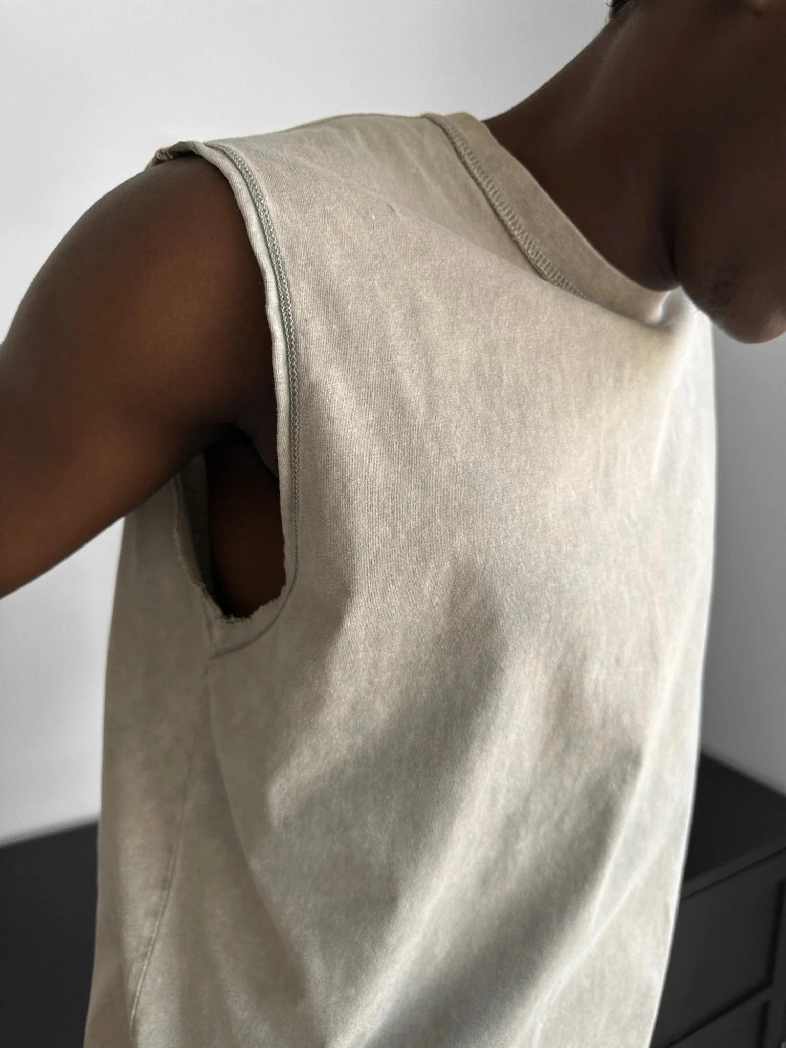 Oversize Washed TankTop - Beige - Image 5