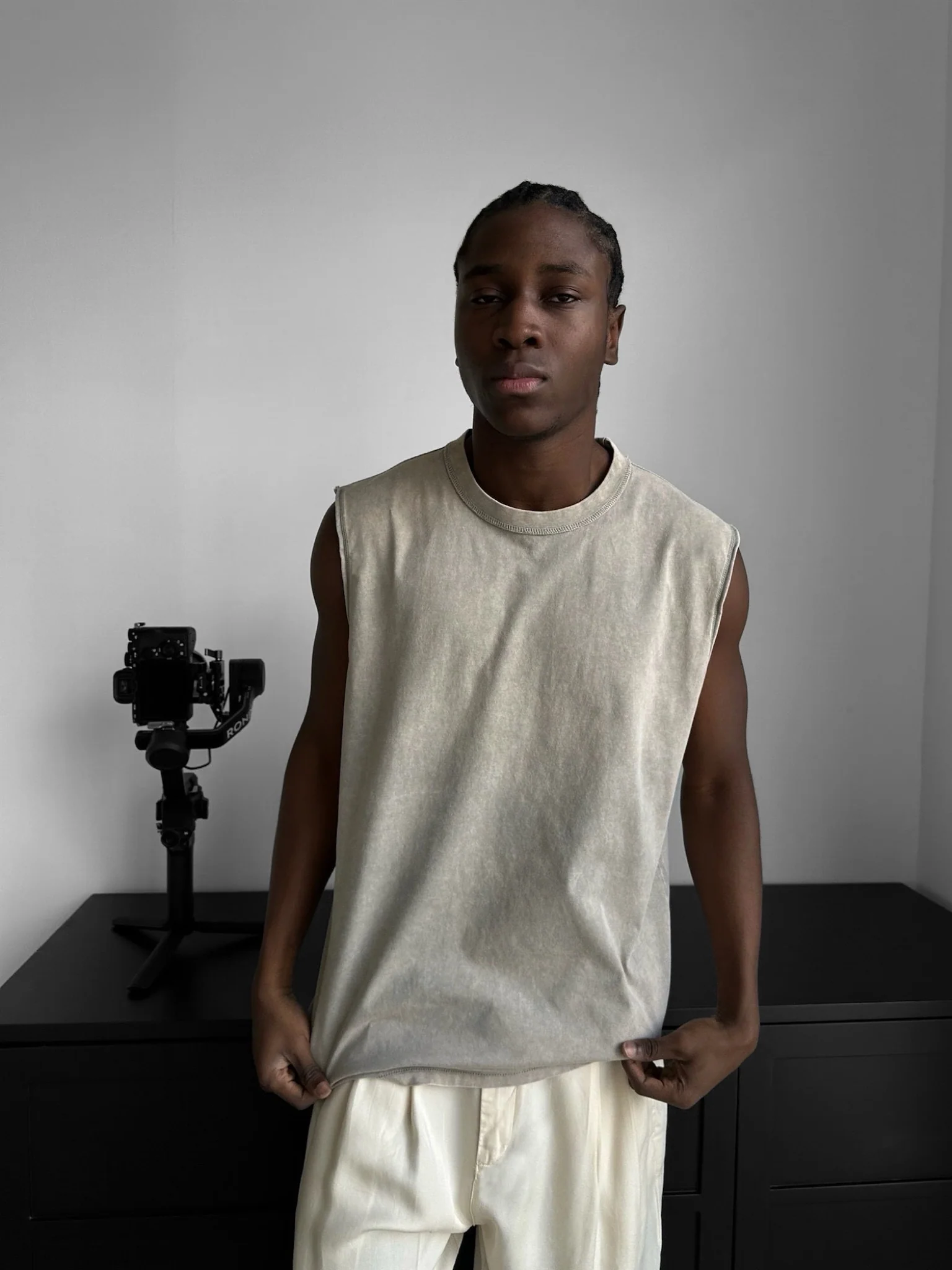 Oversize Washed TankTop - Beige - Image 6