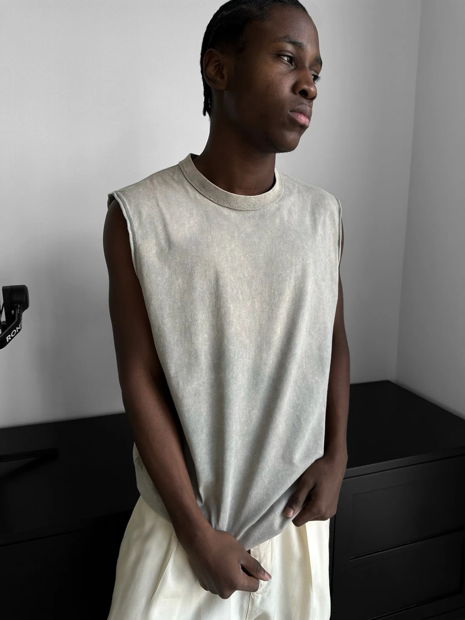 Oversize Washed TankTop - Beige - Image 7