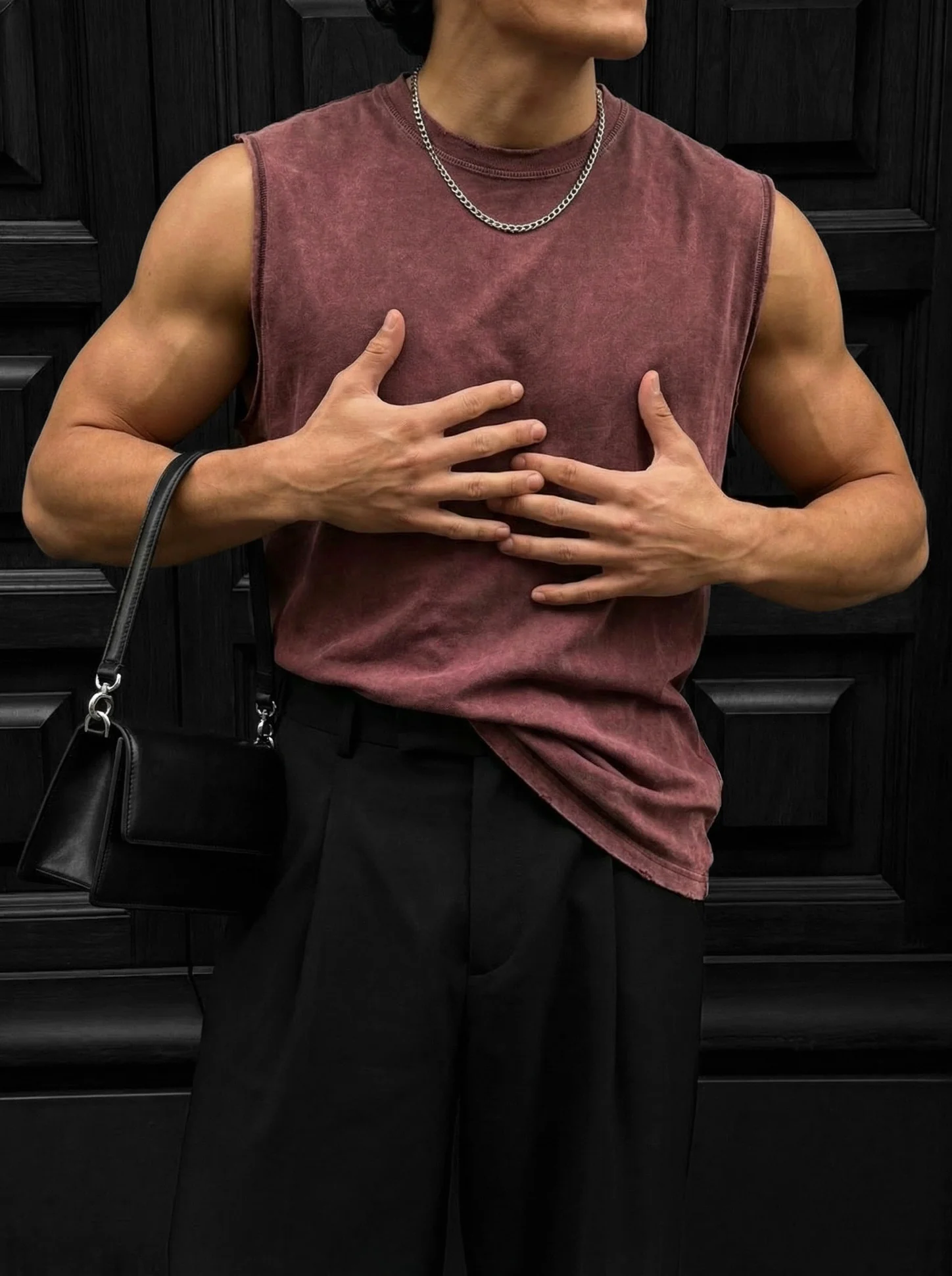 Oversize Washed TankTop - Bordeaux - Image 2