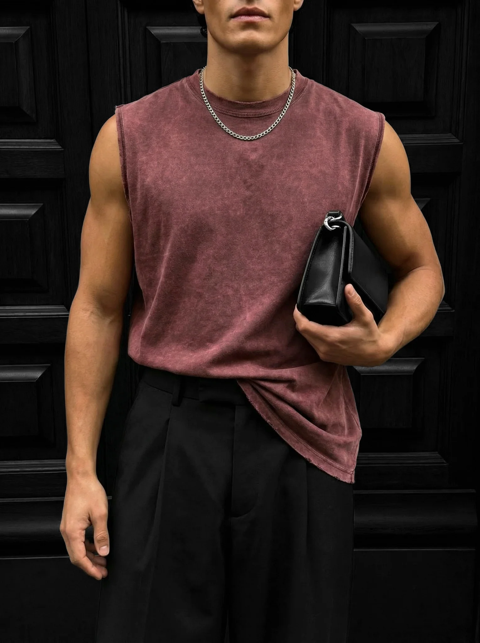 Oversize Washed TankTop - Bordeaux - Image 3