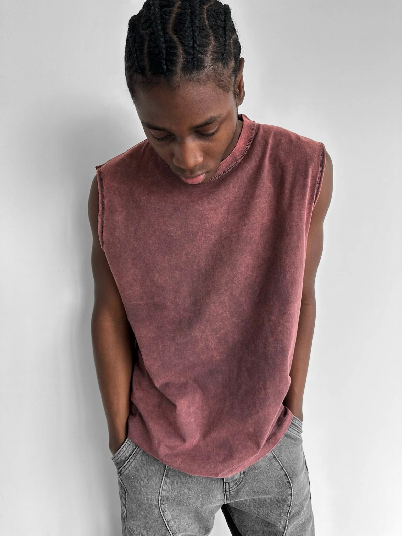 Oversize Washed TankTop - Bordeaux - Image 4