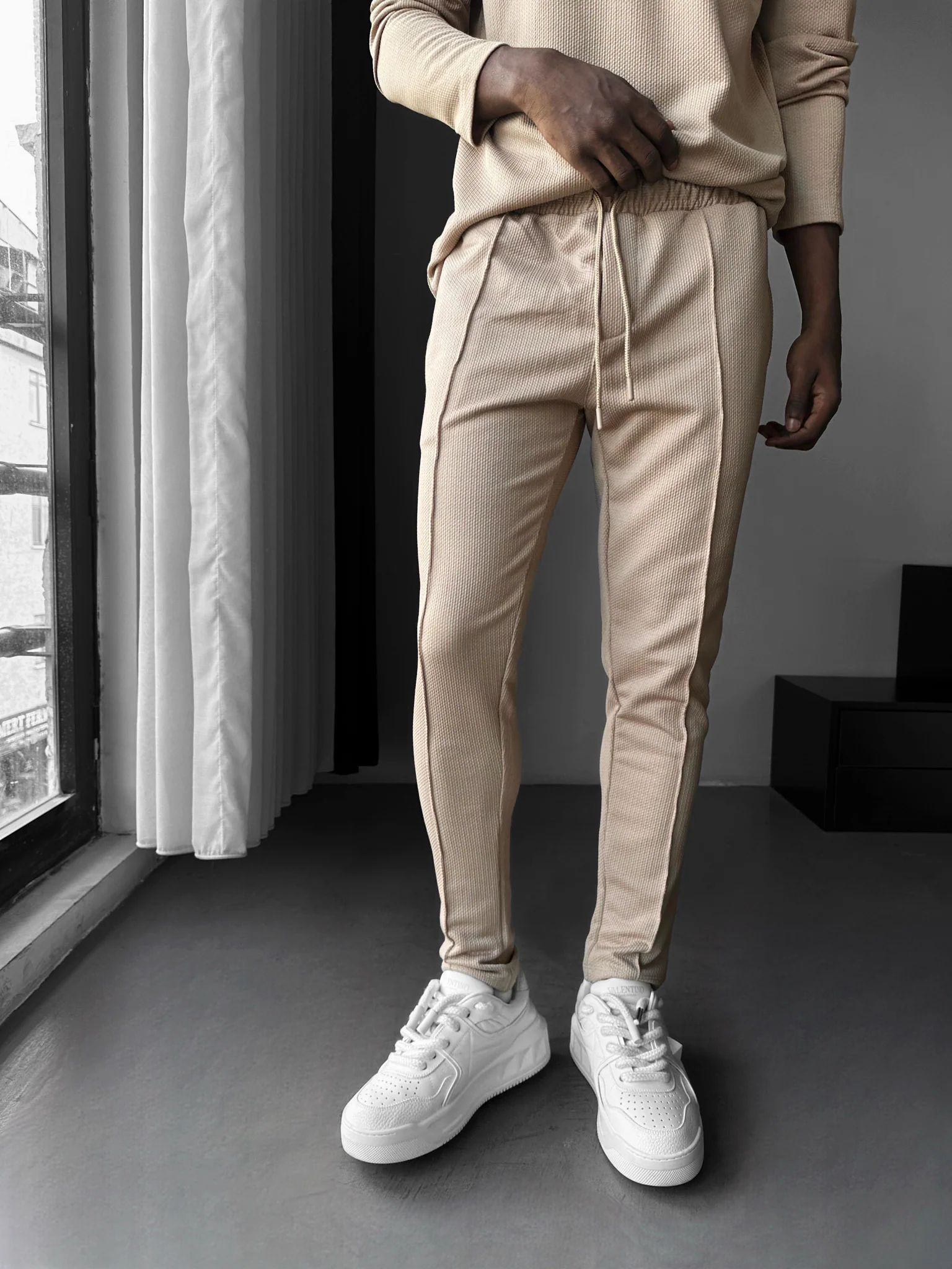 Pleated Suit Trousers - Beige - Image 2
