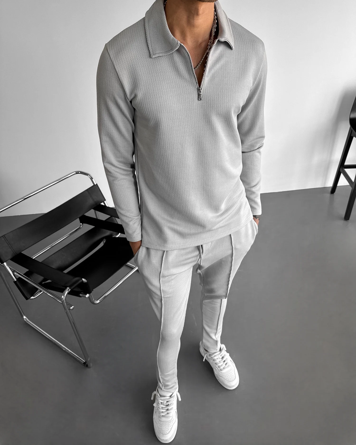 Pleated Suit Trousers - Grey - Image 2