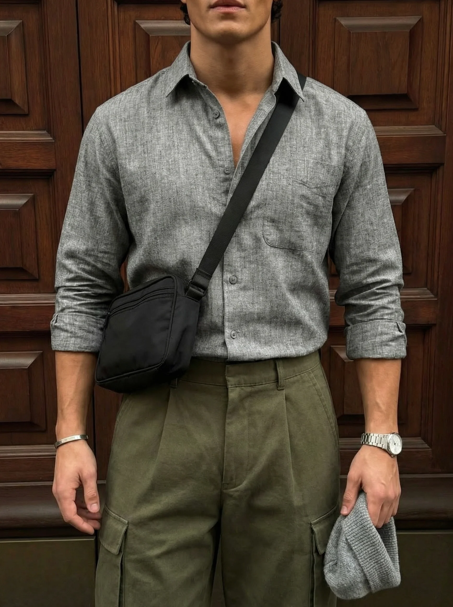 Regular Fit Cotton Pocket Shirt - Anthracite