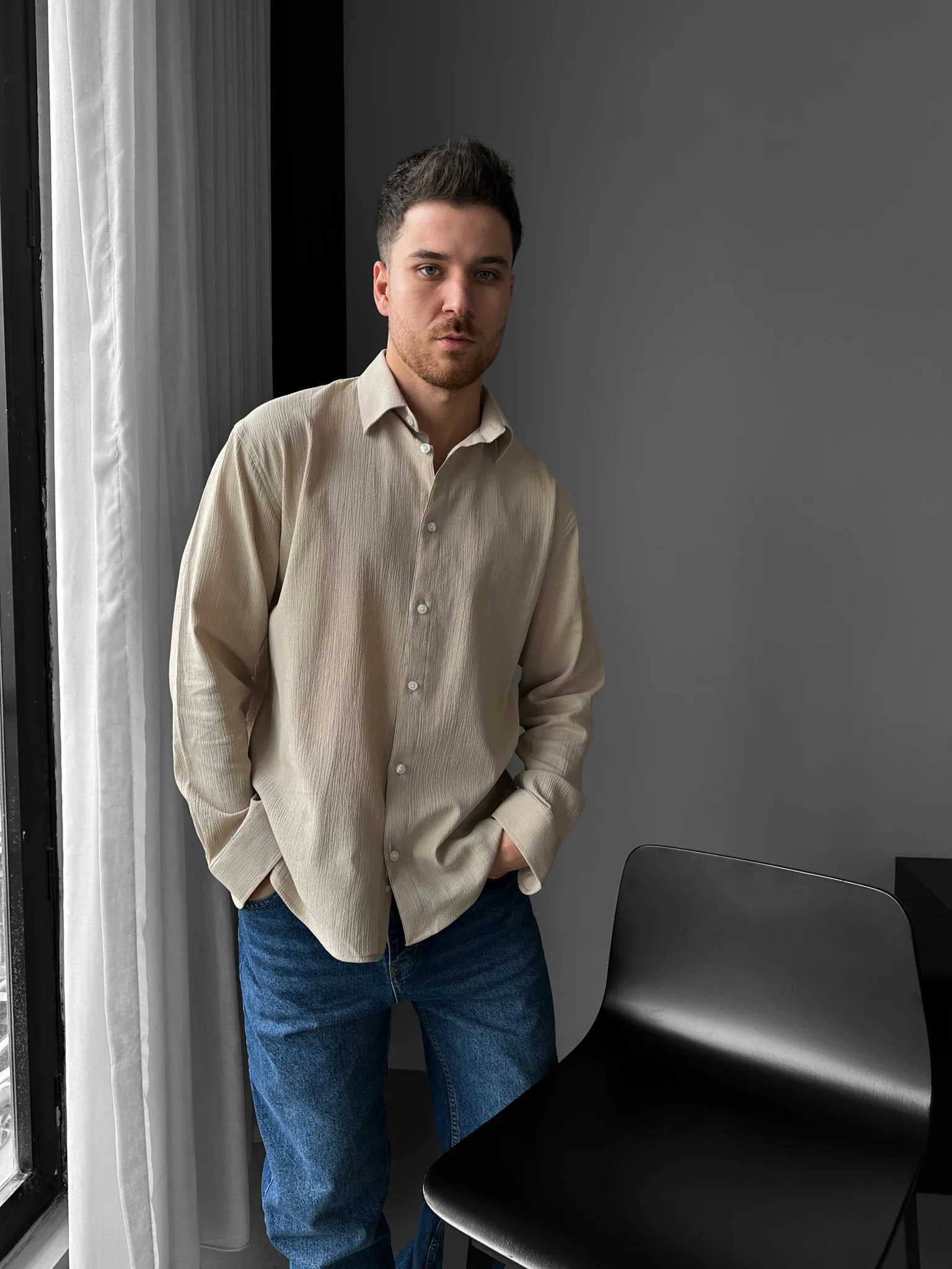 Regular Fit Cotton Shirt - Milky Brown - Image 2