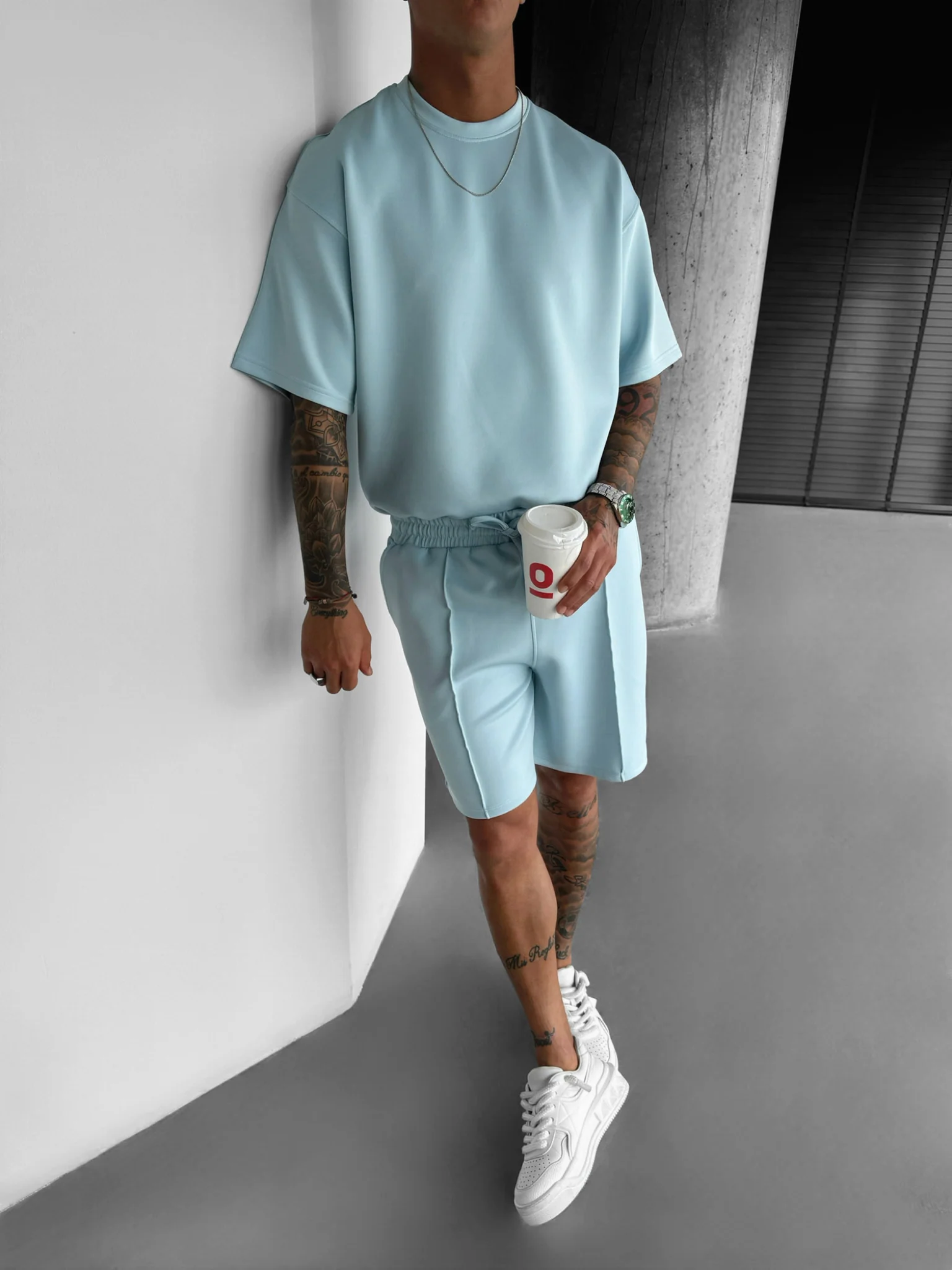 Regular Fit Diver T-shirt - Babyblue - Image 3