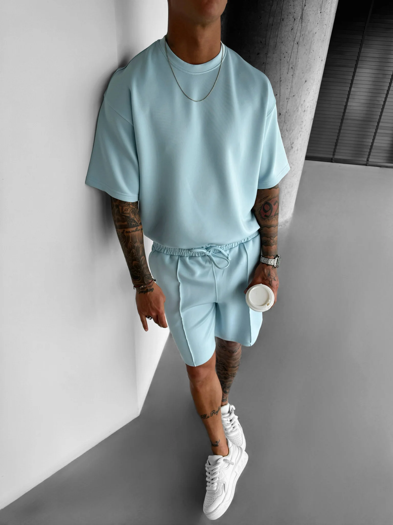 Regular Fit Diver T-shirt - Babyblue - Image 4