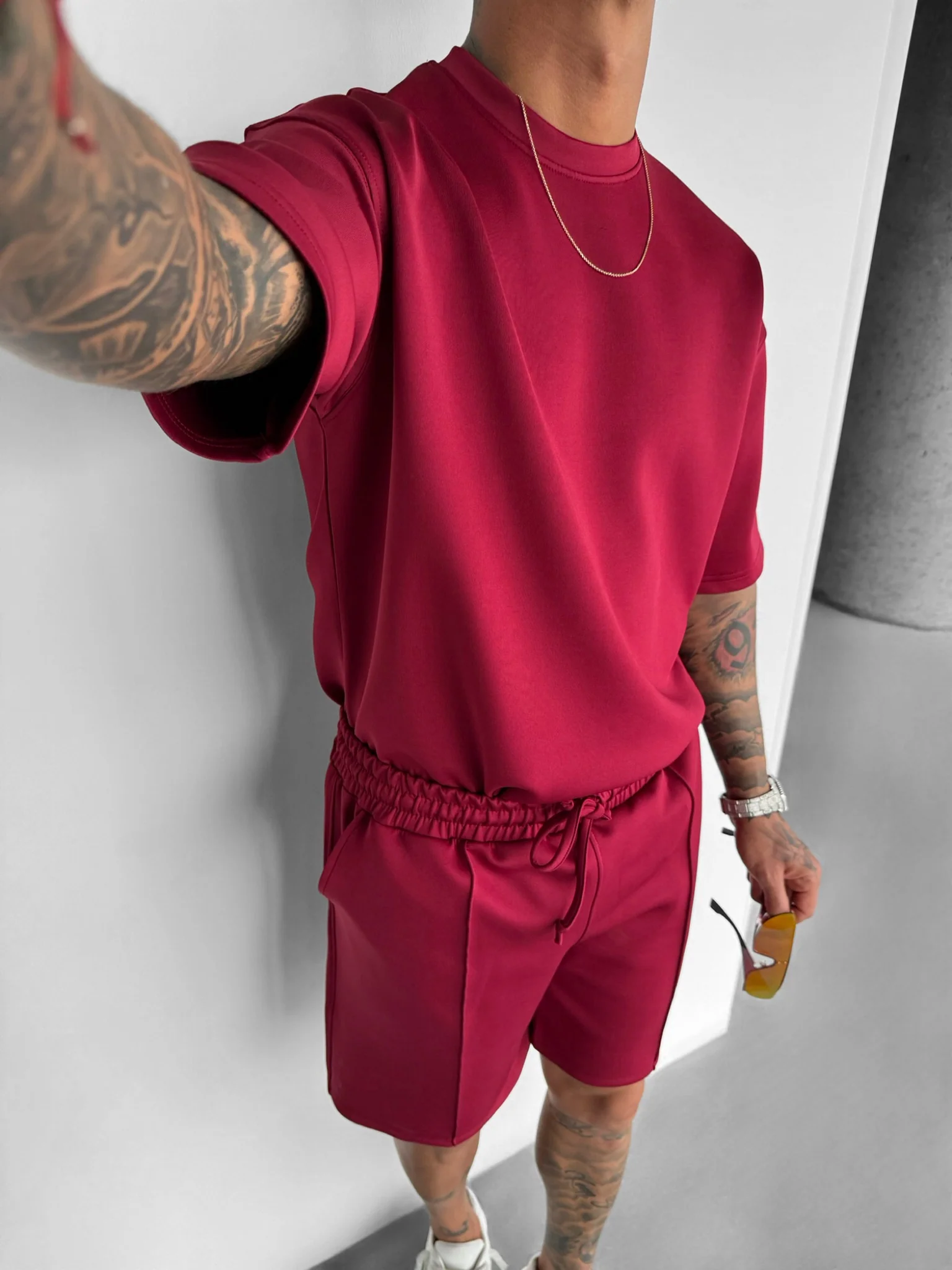 Regular Fit Diver T-shirt - Bordeaux - Image 4