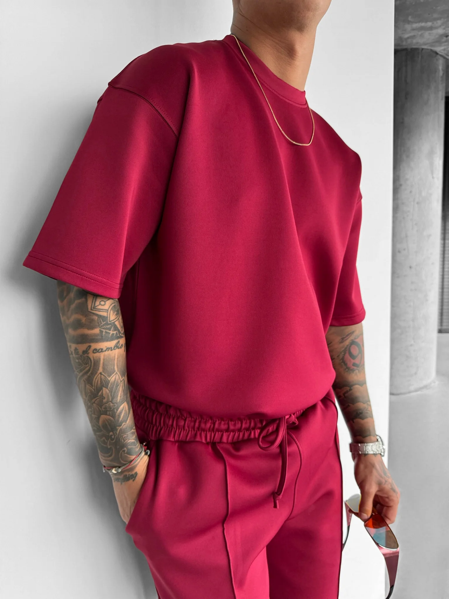 Regular Fit Diver T-shirt - Bordeaux - Image 6