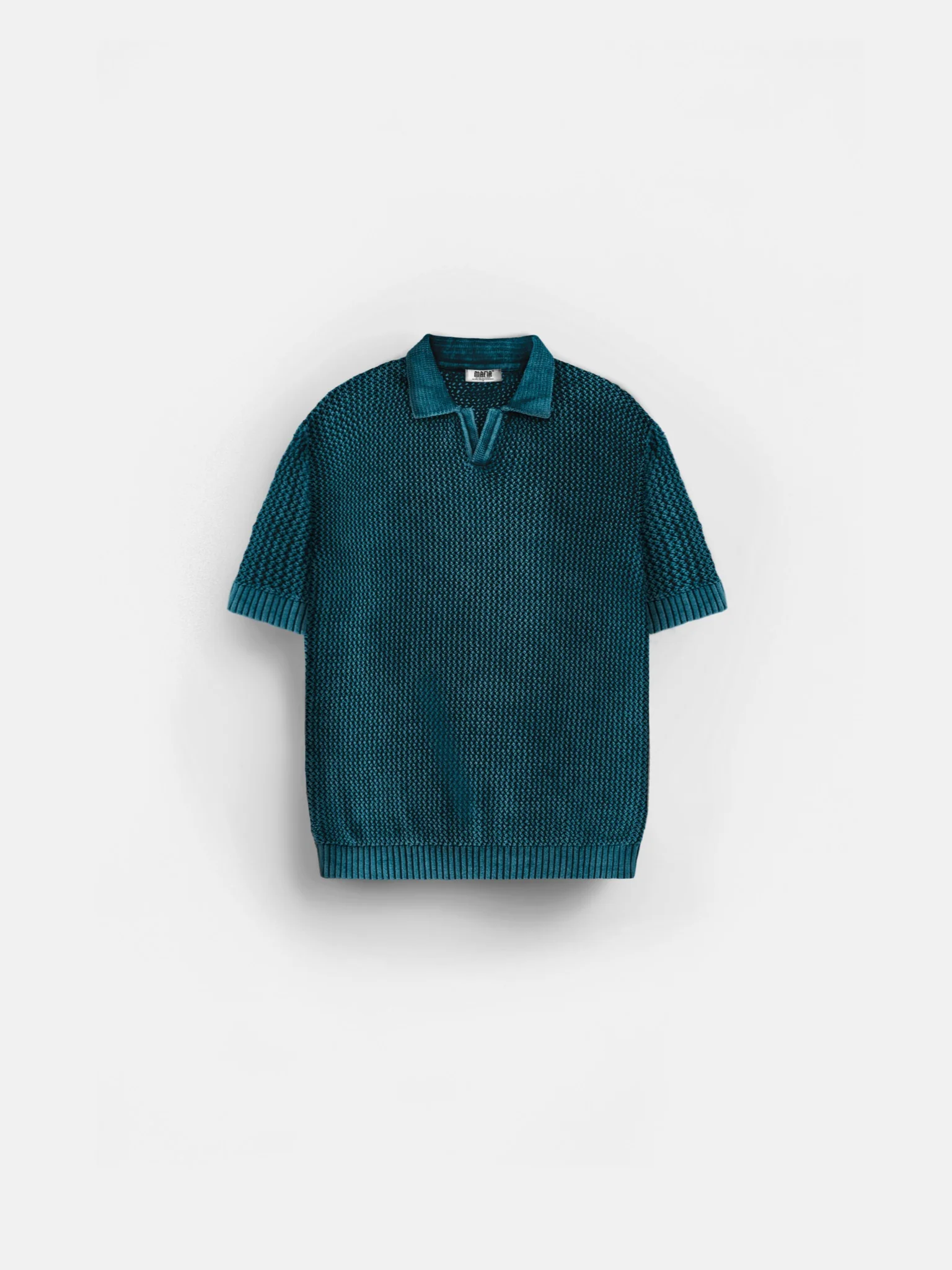 Regular Fit Knit Grid T-shirt - Deep Lagoon - Image 7