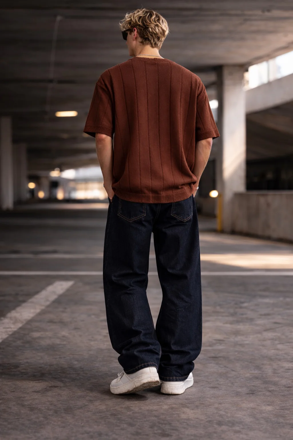 Regular Fit Knit Lines T-shirt - Dark Brown - Image 2