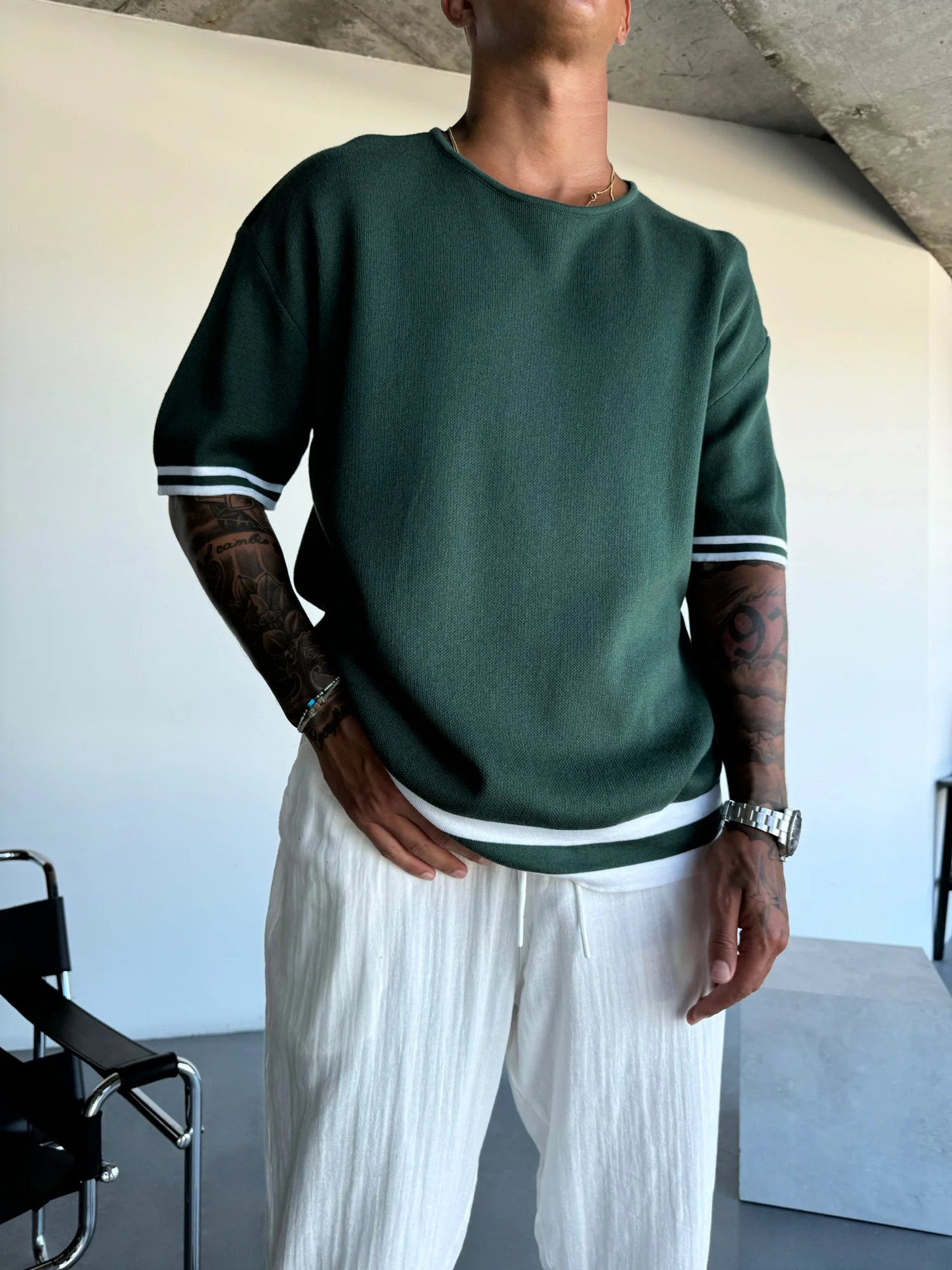 Regular Fit Knit T-shirt - Dark Forest - Image 2