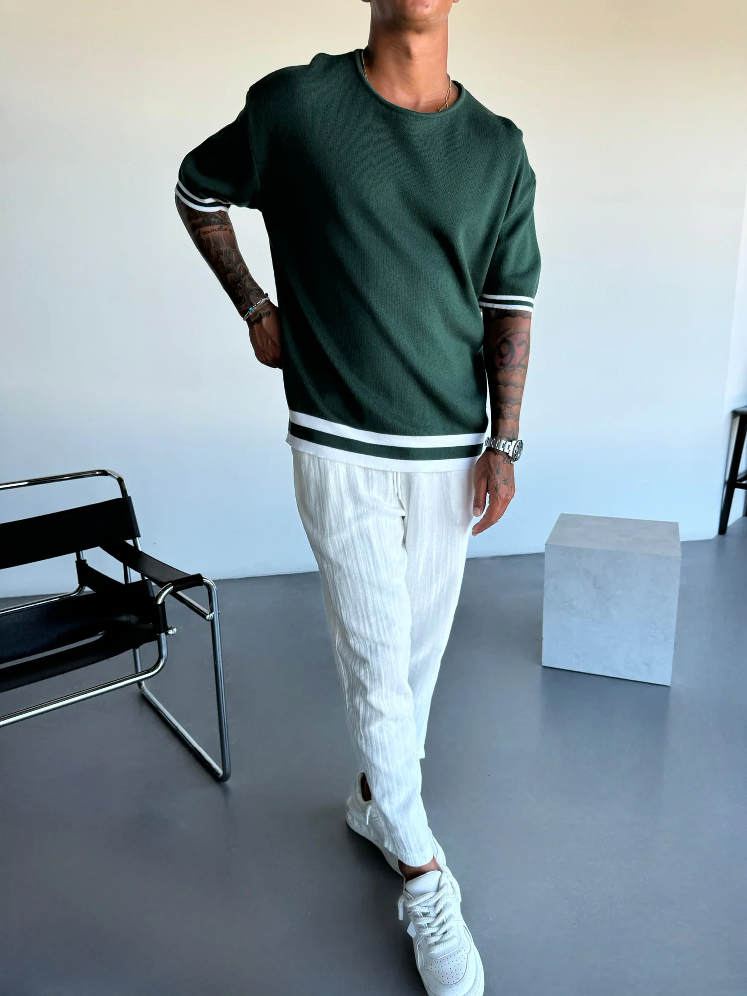 Regular Fit Knit T-shirt - Dark Forest - Image 3