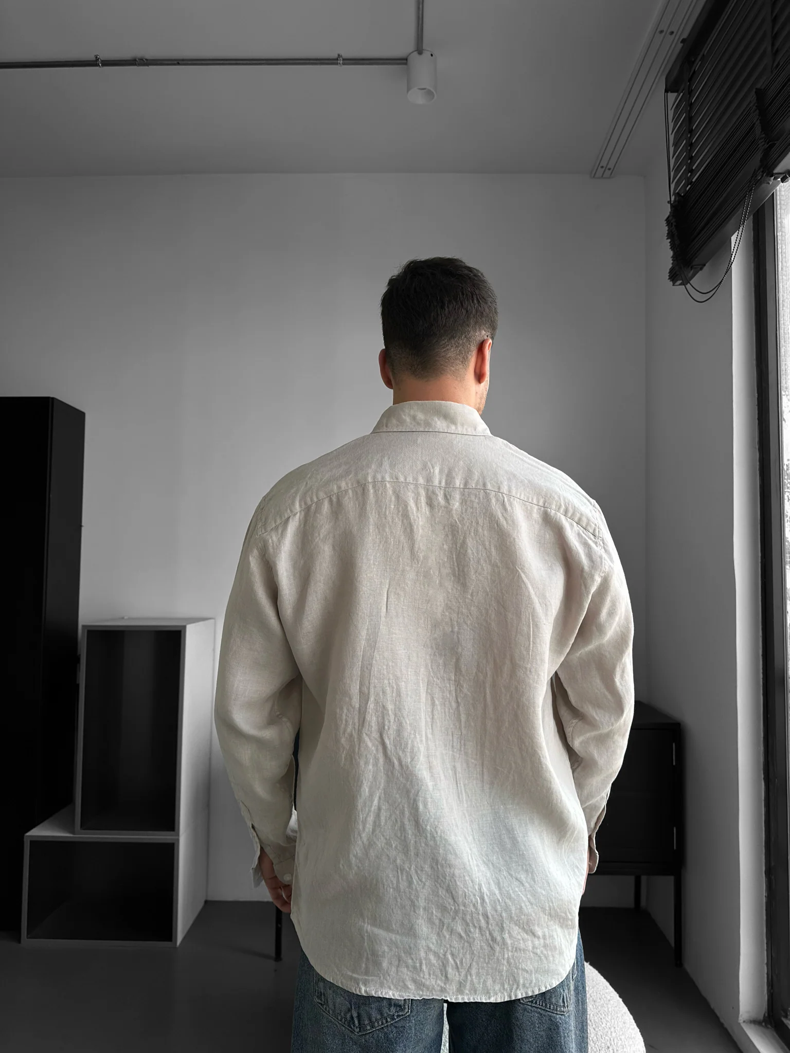 Regular Fit Long Arm Linen Shirt - Milky Brown - Image 3