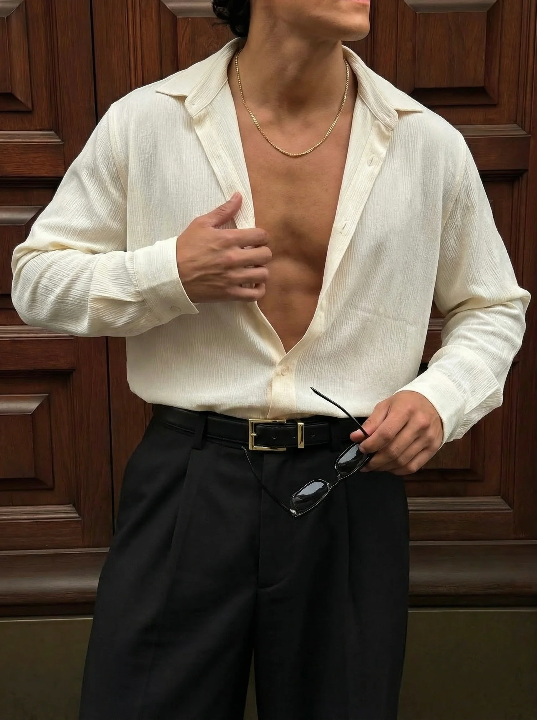Regular Fit Long Arm Shirt - Beige - Image 2