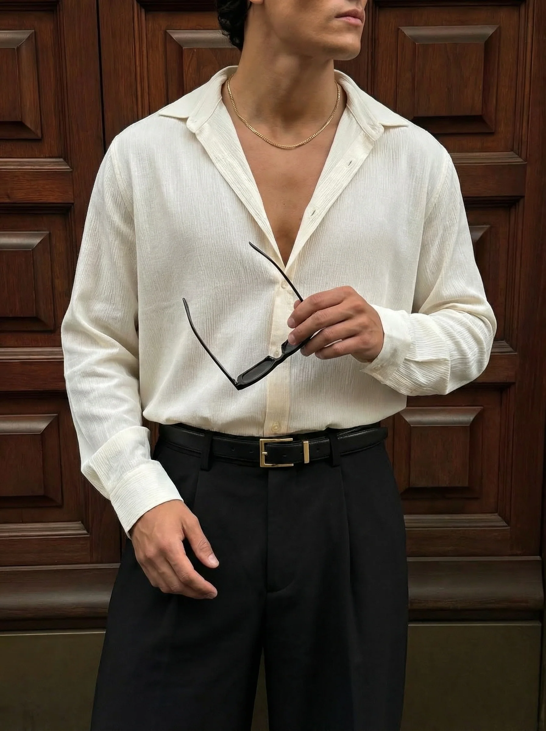 Regular Fit Long Arm Shirt - Beige - Image 3