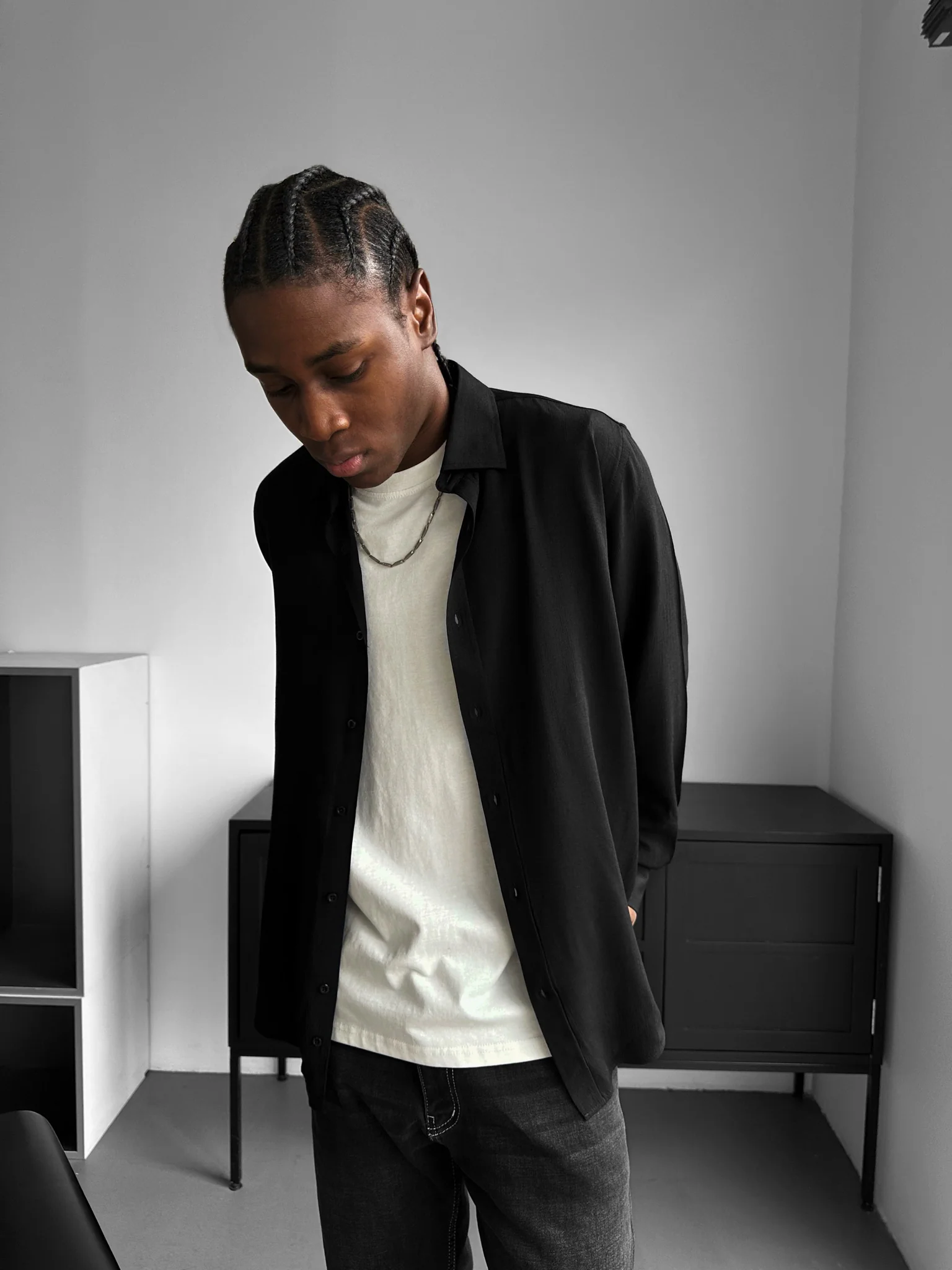 Regular Fit Long Arm Shirt - Black - Image 3