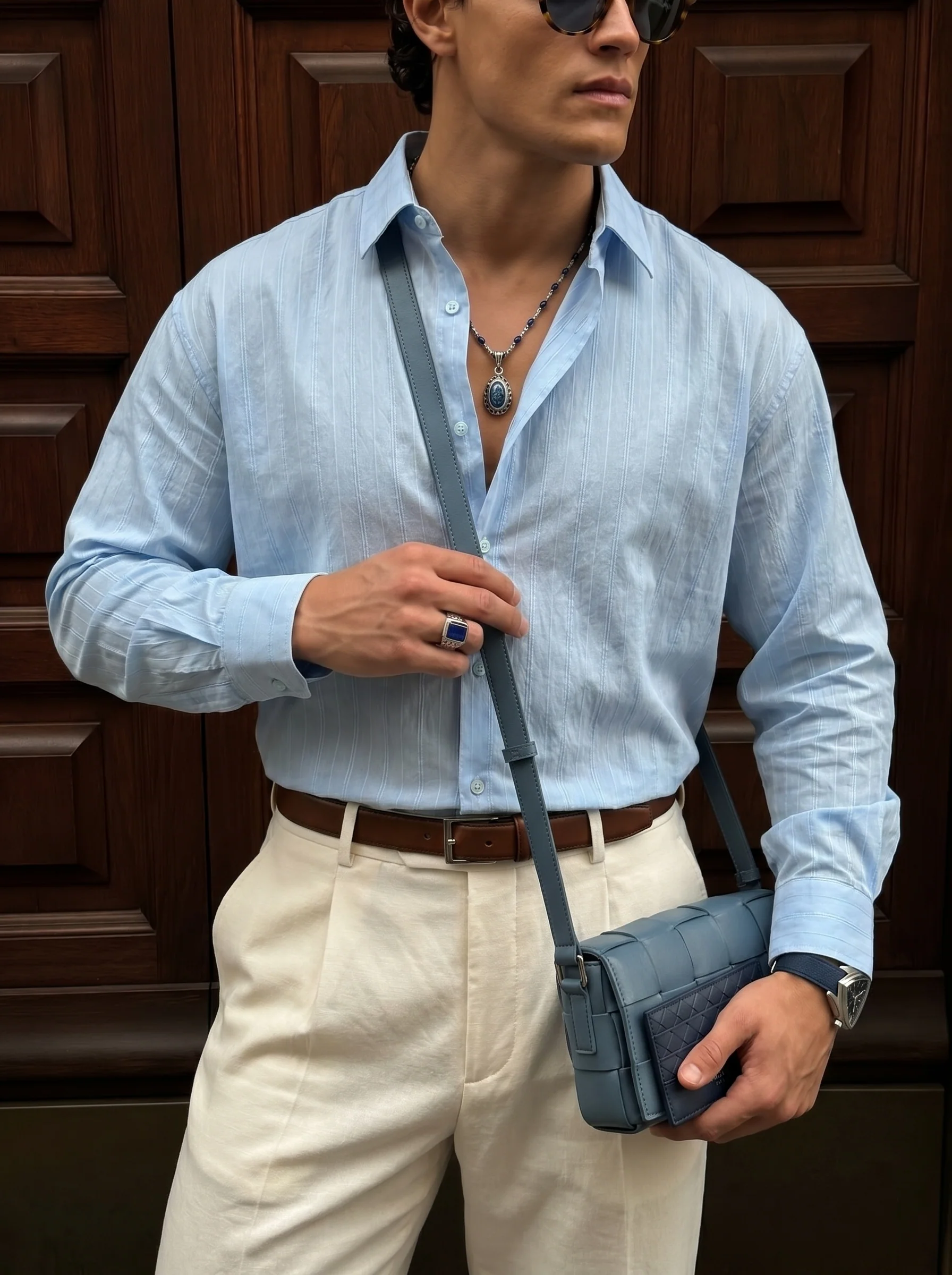 Regular Fit Striped Line Shirt - Blue - Image 3