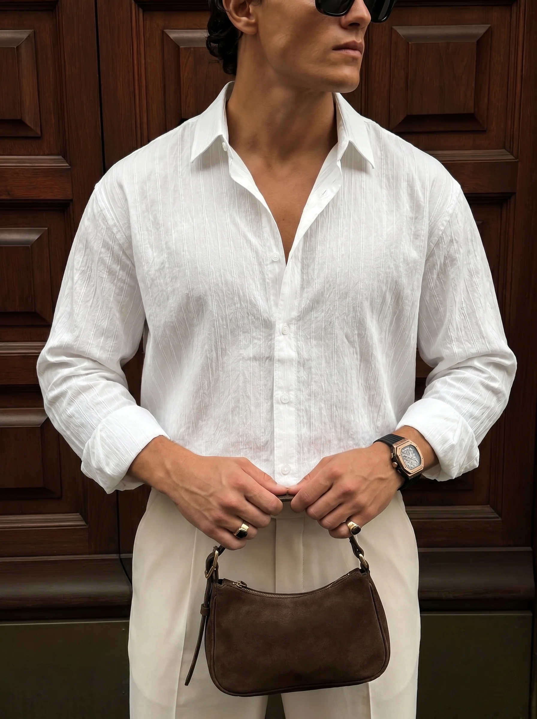 Regular Fit Striped Line Shirt - White - Image 2