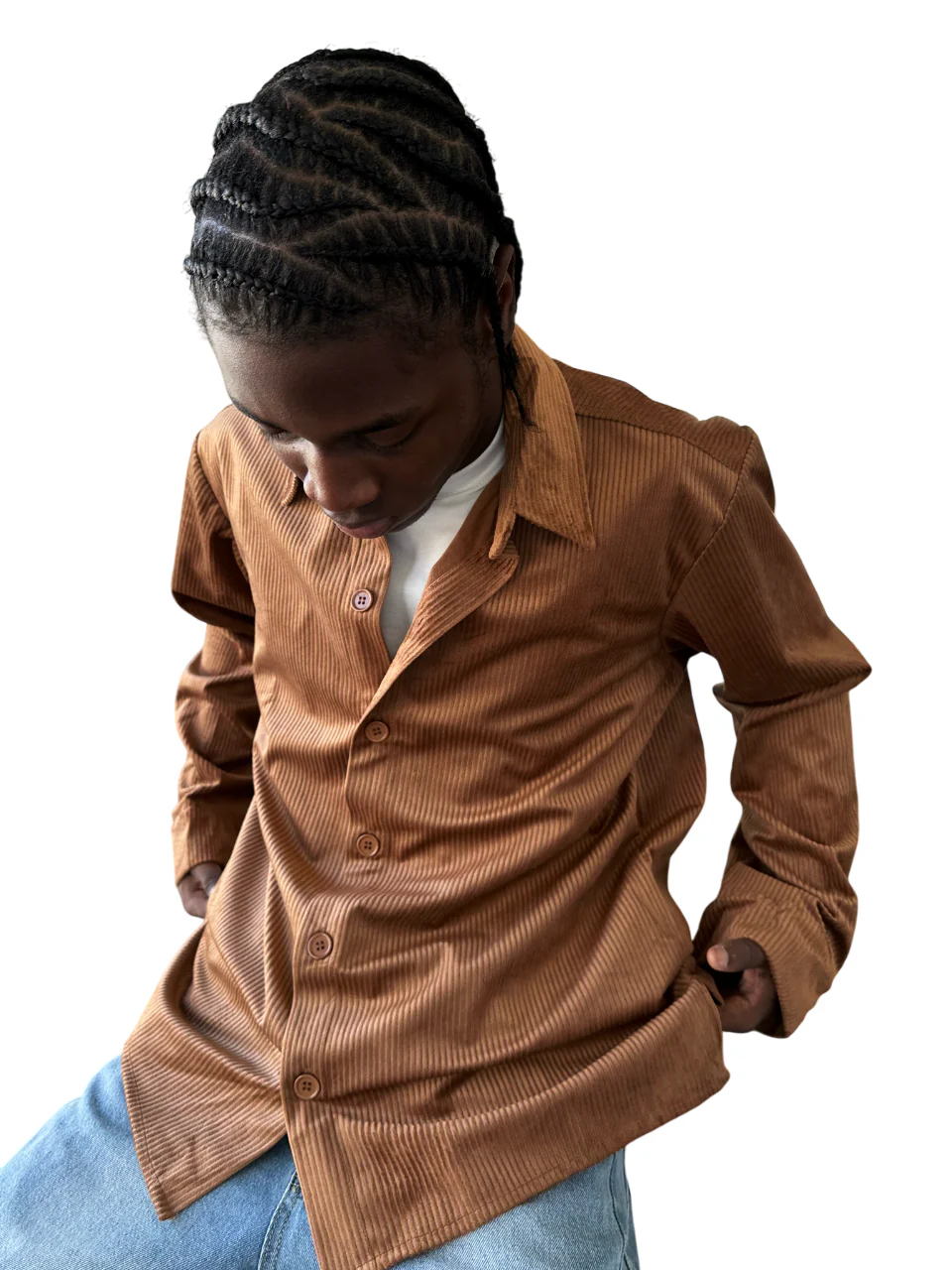 Regular Fit Velvet Shirt - Camel - Image 5