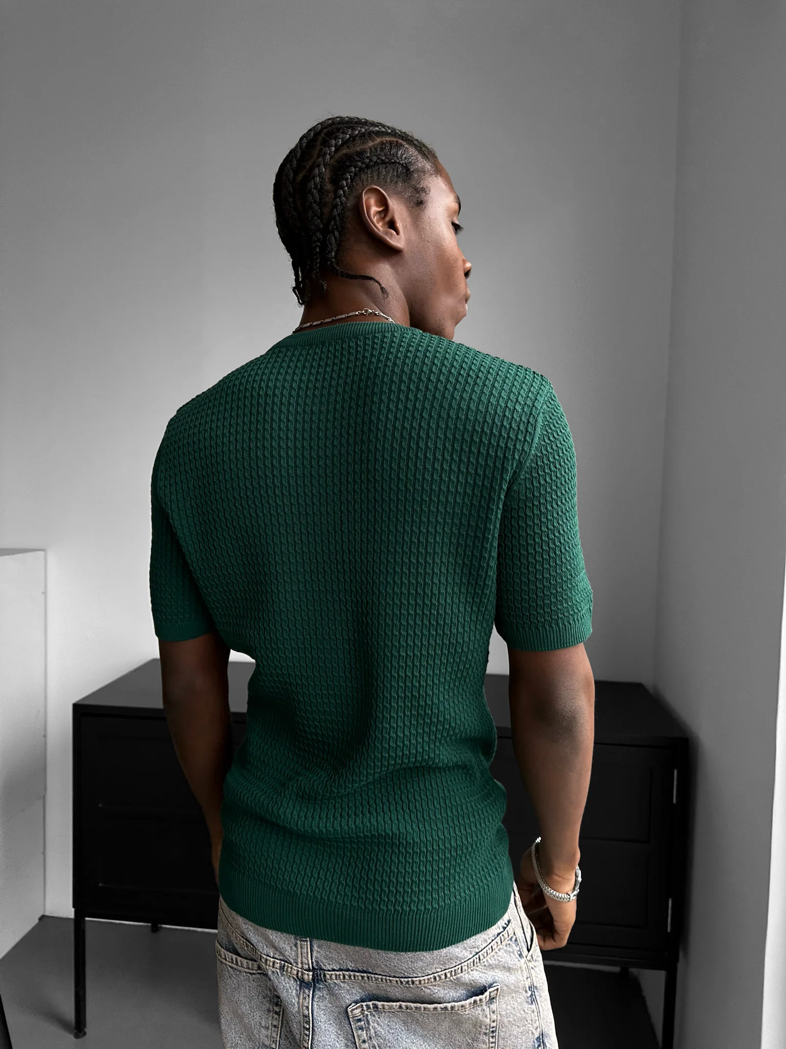 Regular Fit Waffle Button T-shirt - Petrol - Image 5