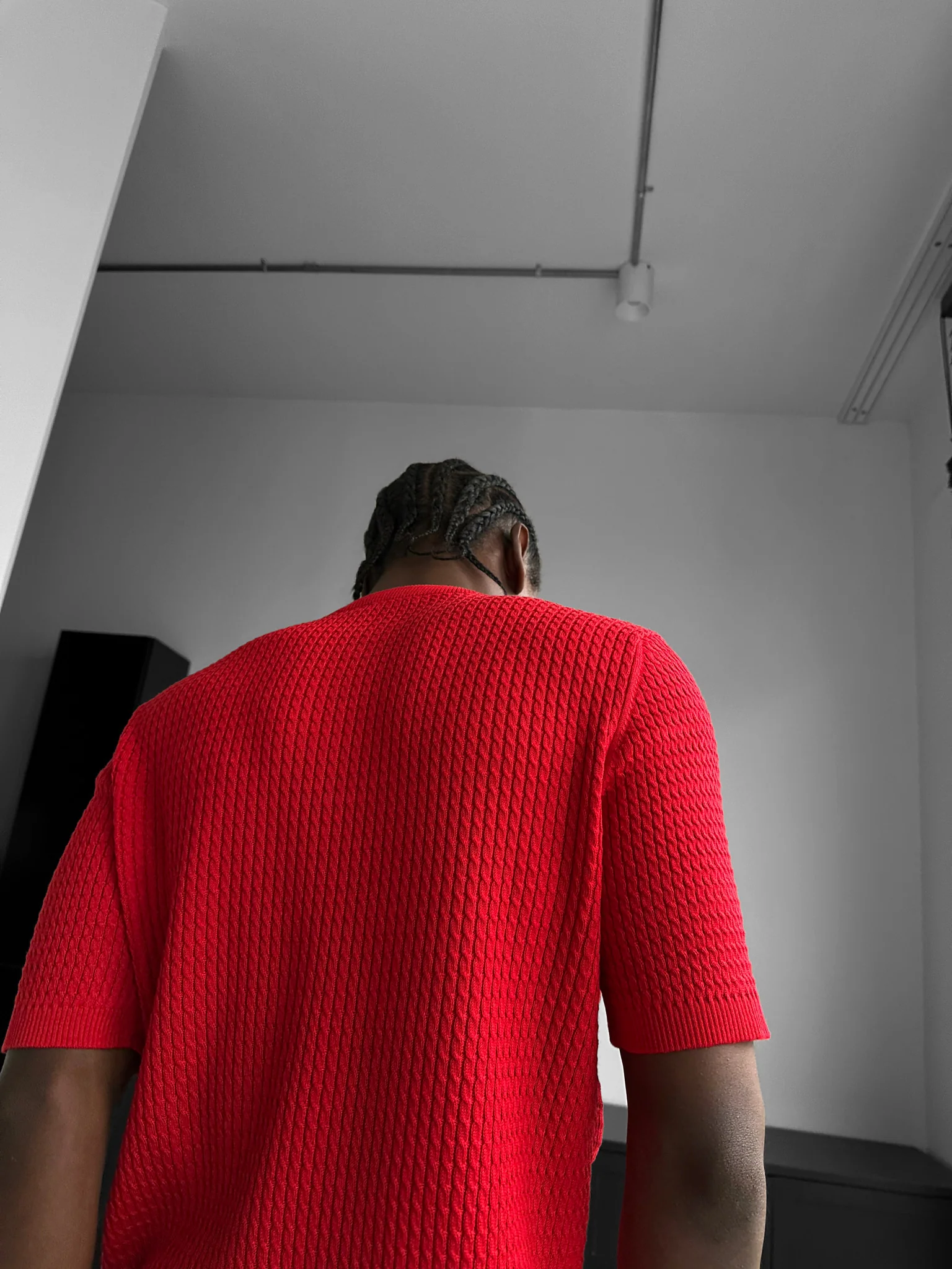Regular Fit Waffle Button T-shirt - Red - Image 4