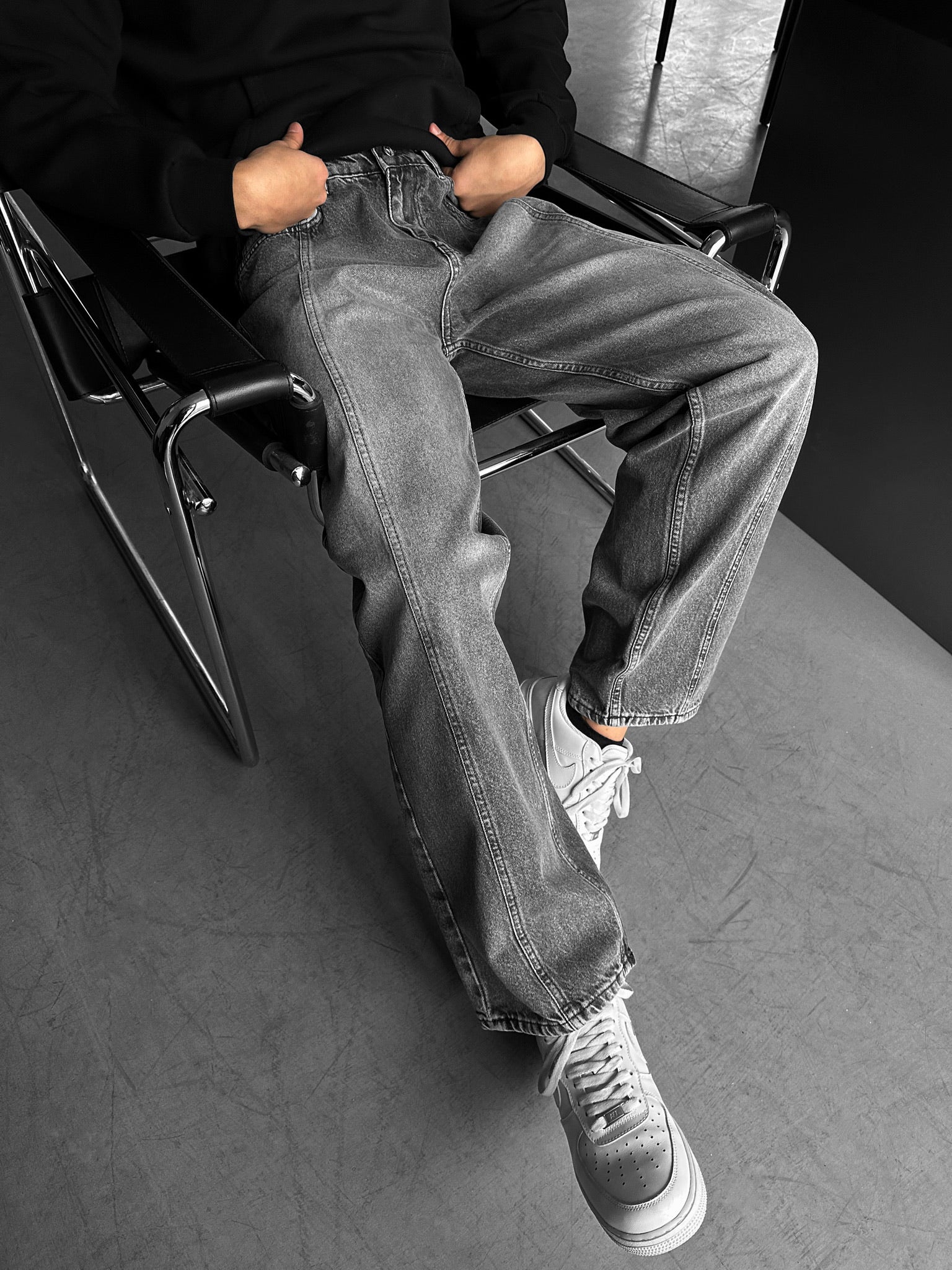 Relax Baggy Front Line Fit Jeans - Anthracite - Image 2
