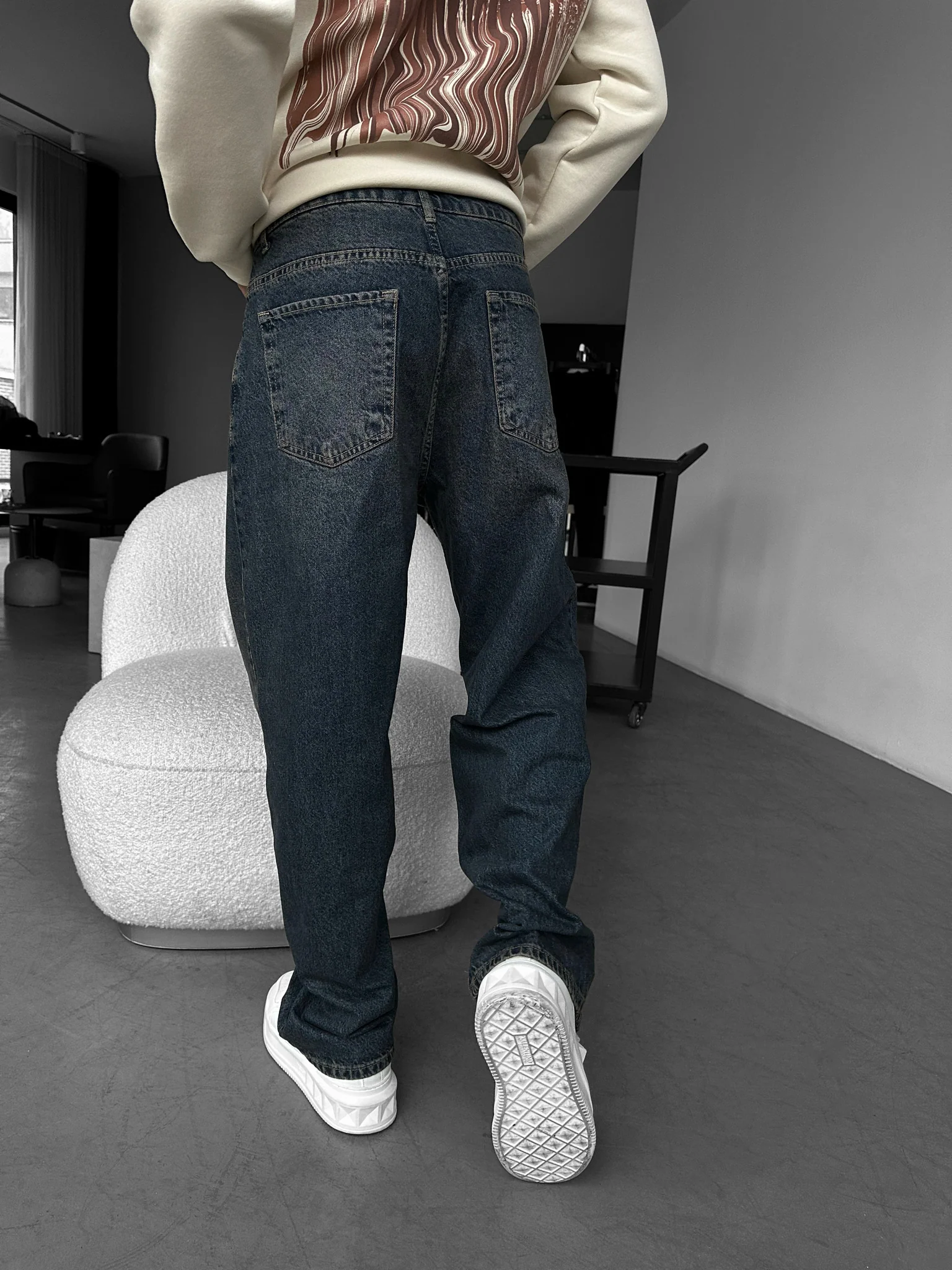 Relax Baggy Front Line Fit Jeans - Dark Blue - Image 3