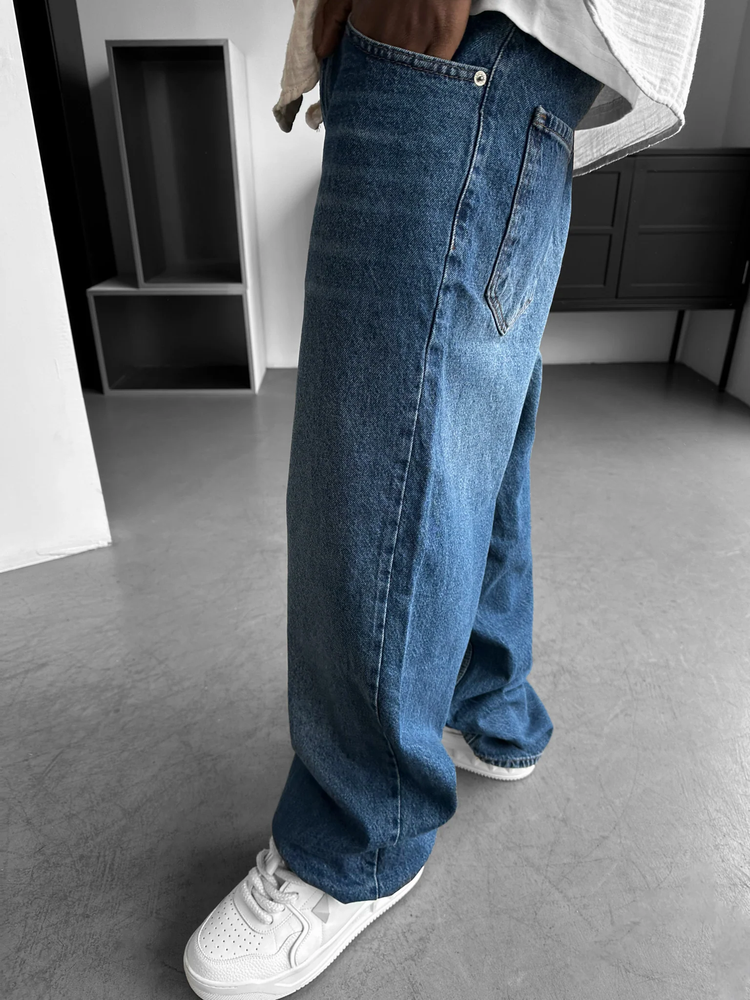 Relax Baggy Washed Jeans - Blue - Image 2